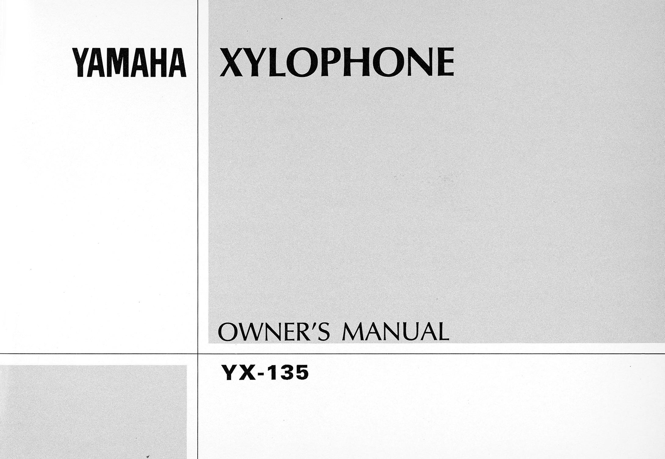 Yamaha Xylophone Oxygen Equipment User Manual
