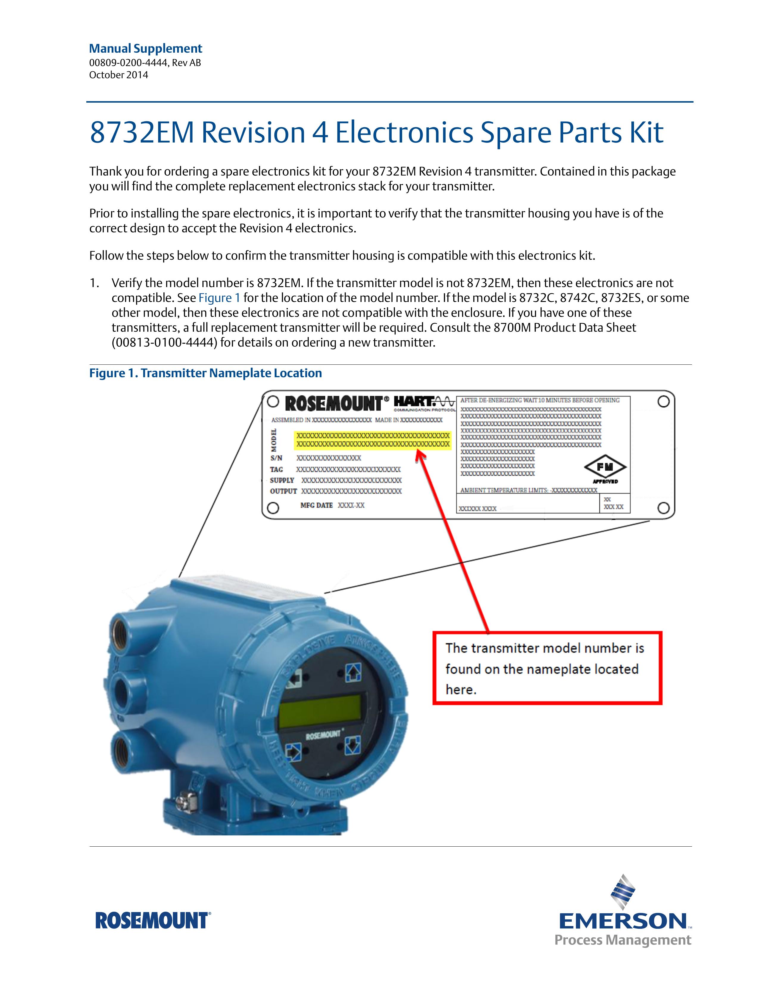 Emerson Process Management Rosemount 8732em Pacemaker User Manual
