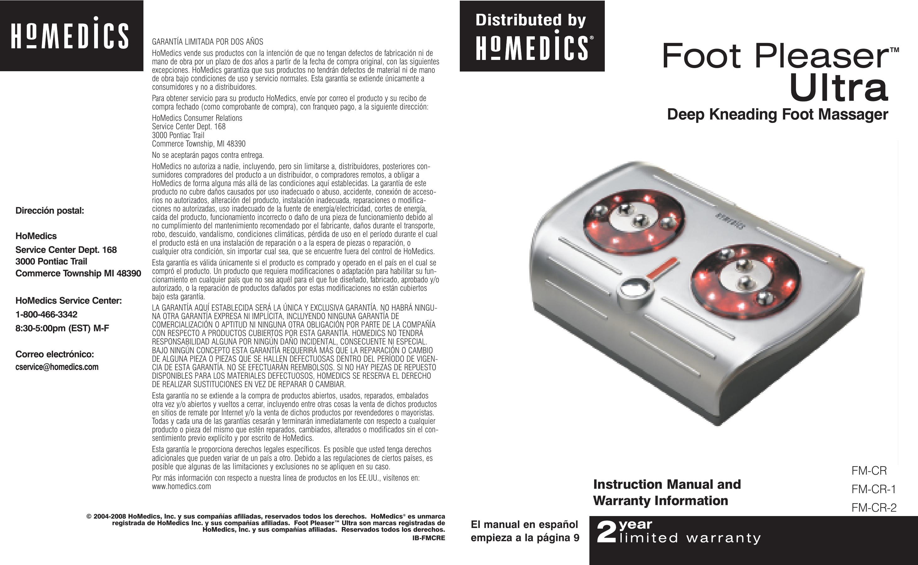 HoMedics FM-CR-1 Pedicure Spa User Manual