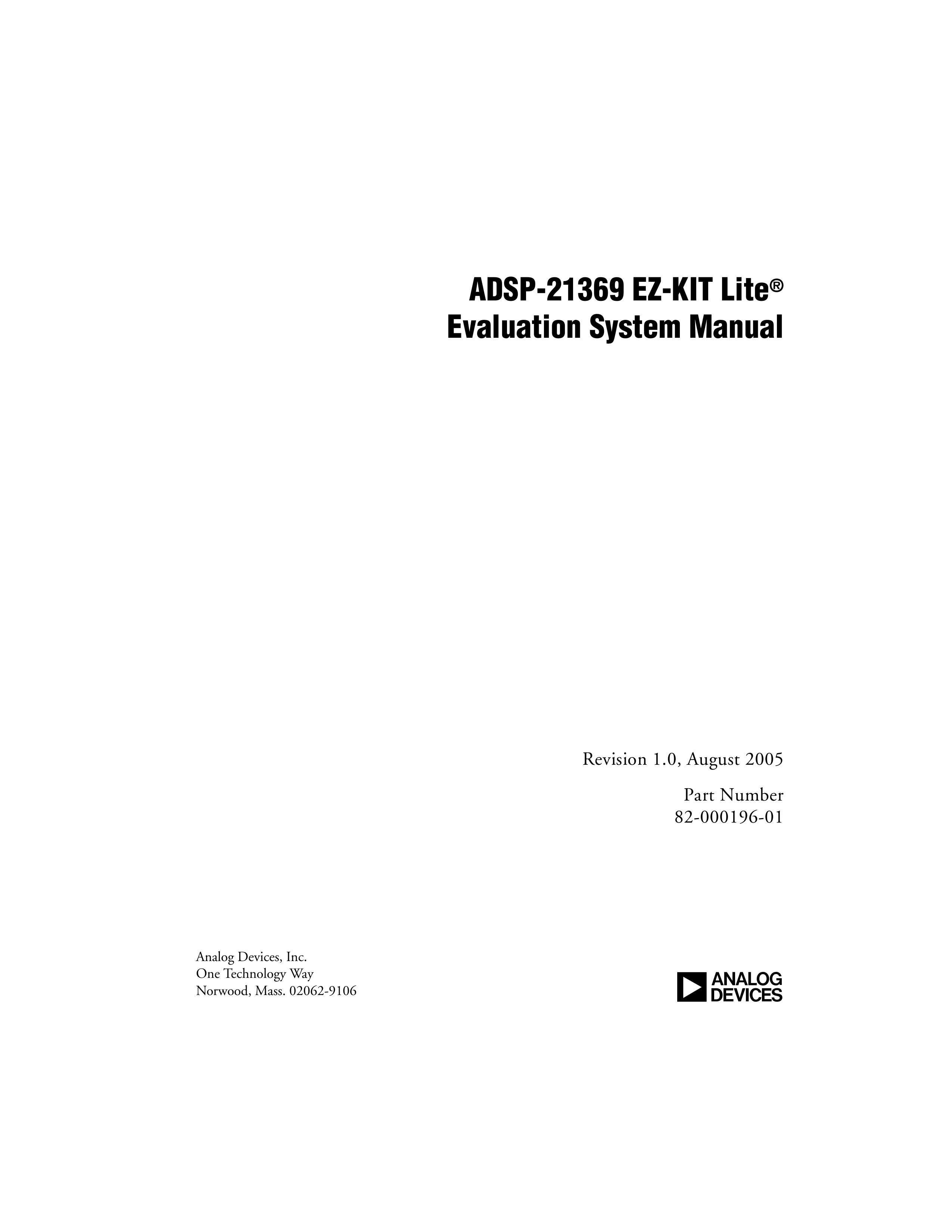 Analog Devices ADSP-21369 Personal Lift User Manual