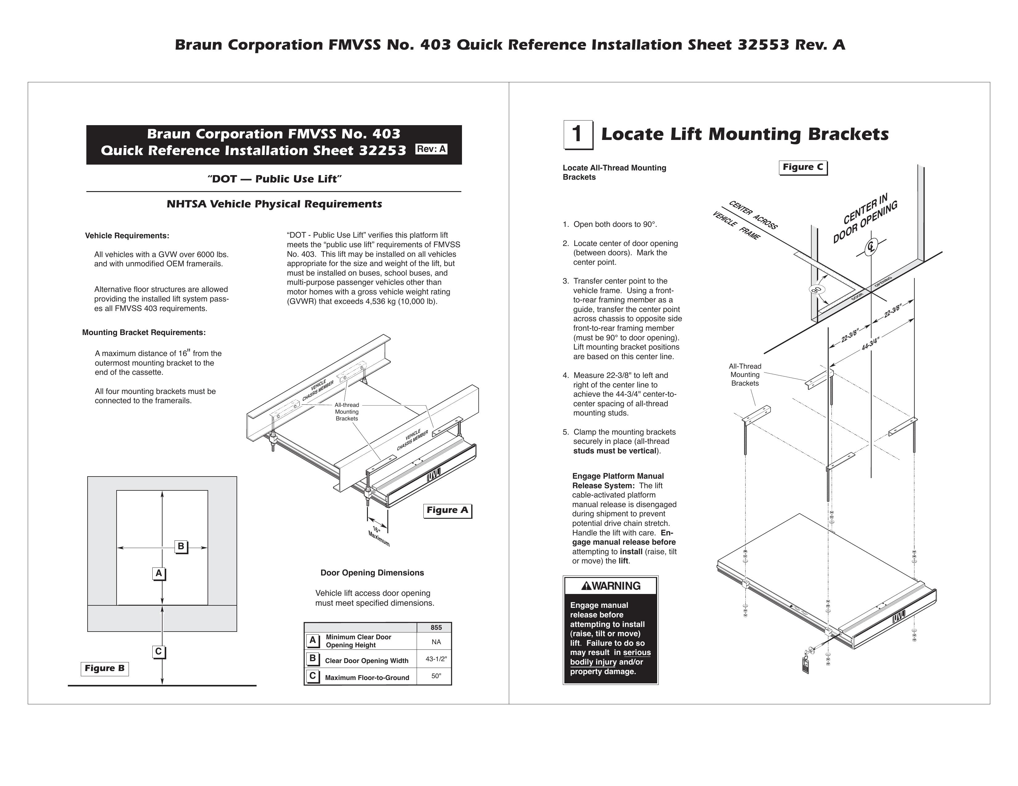 Braun Braun Corporation FMVSS No. 403 Personal Lift User Manual