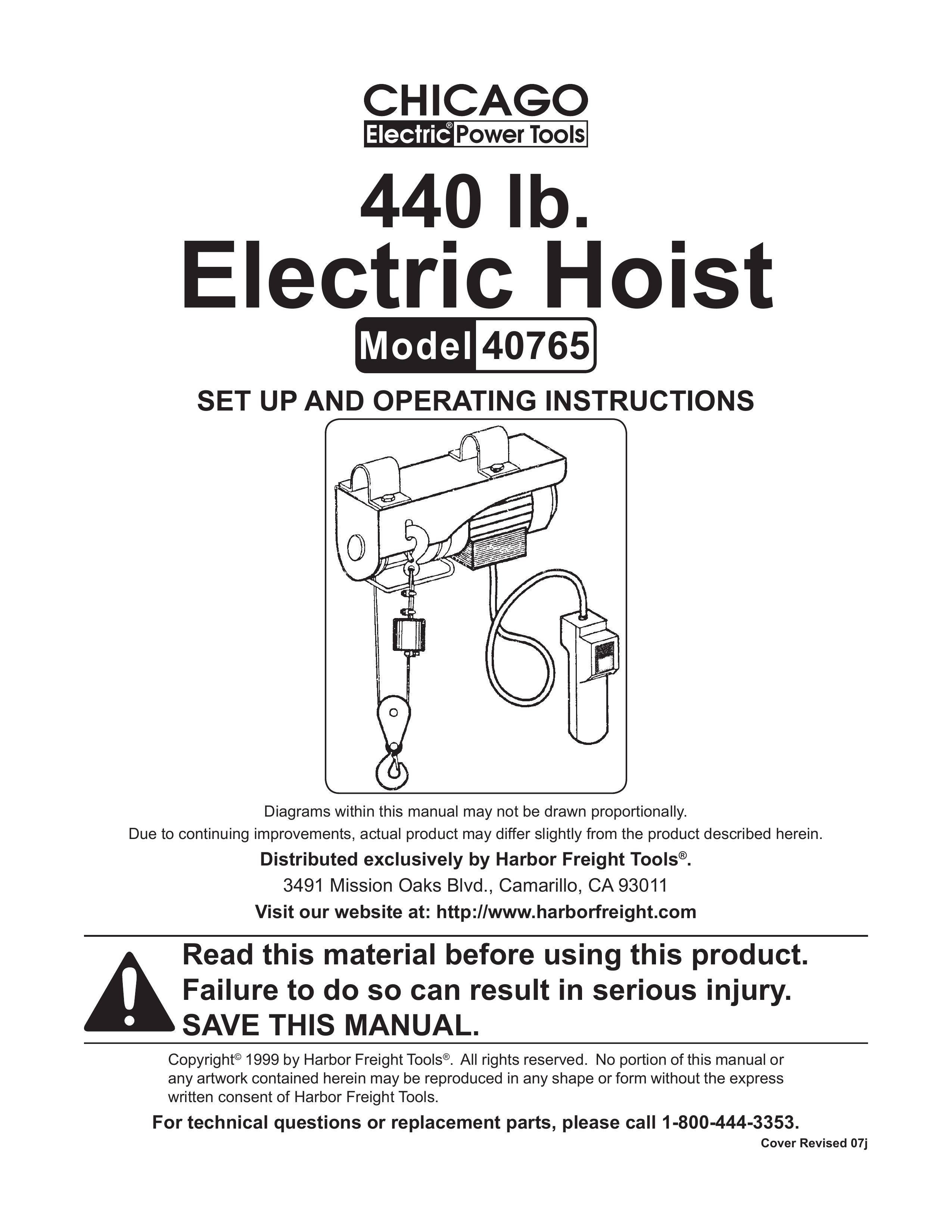 Chicago Electric 40765 Personal Lift User Manual