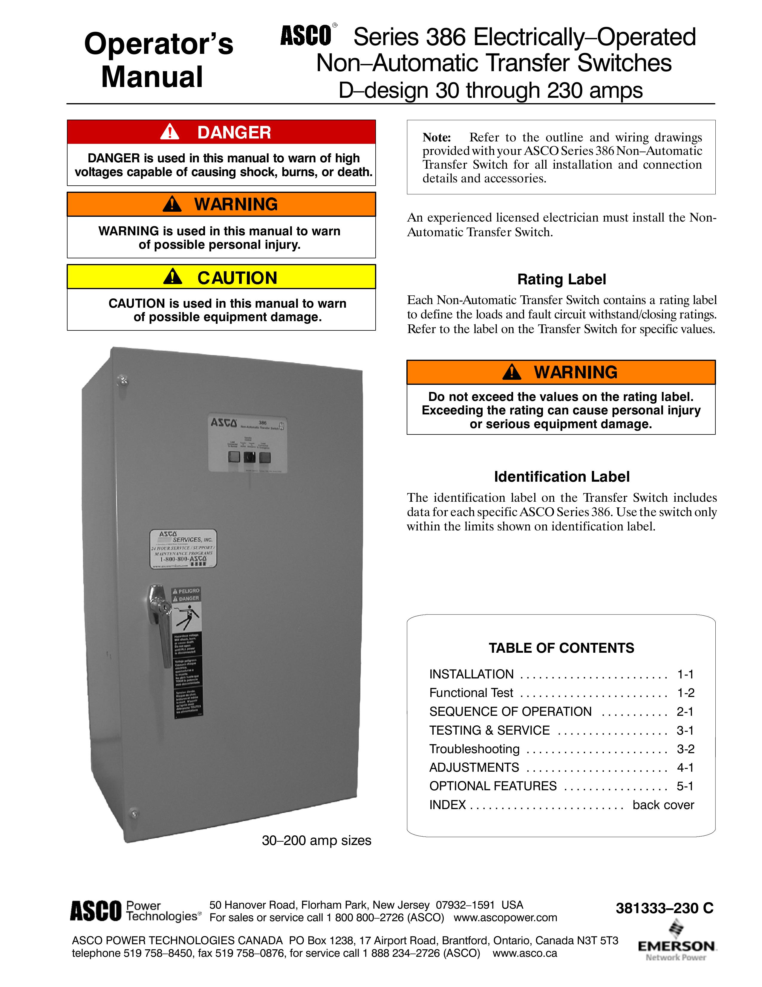 Emerson 381333230 Personal Lift User Manual
