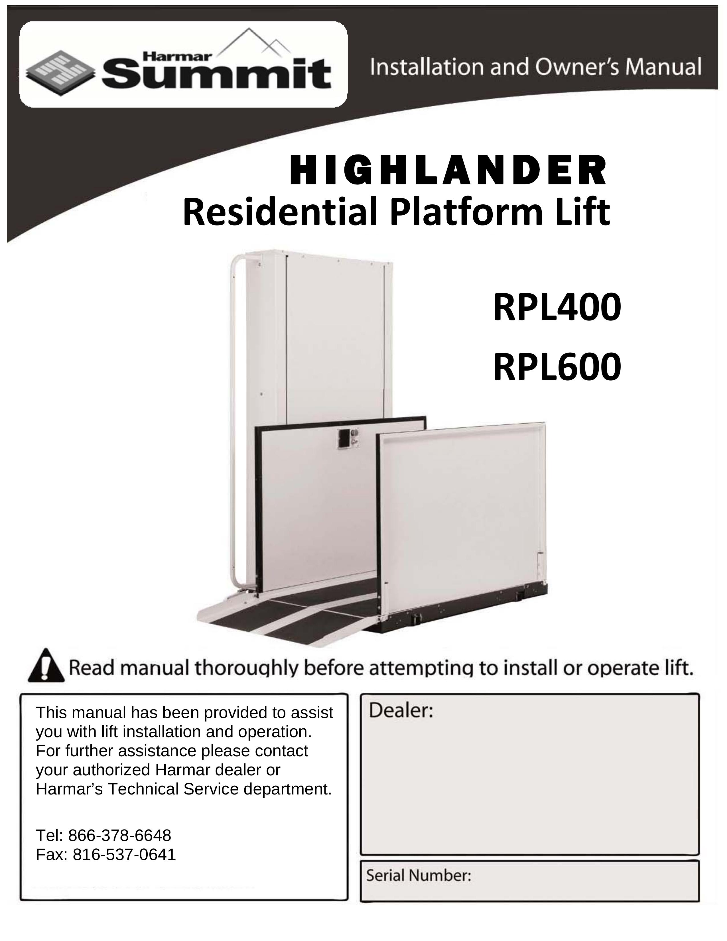 Harmar Mobility RPL400 Personal Lift User Manual