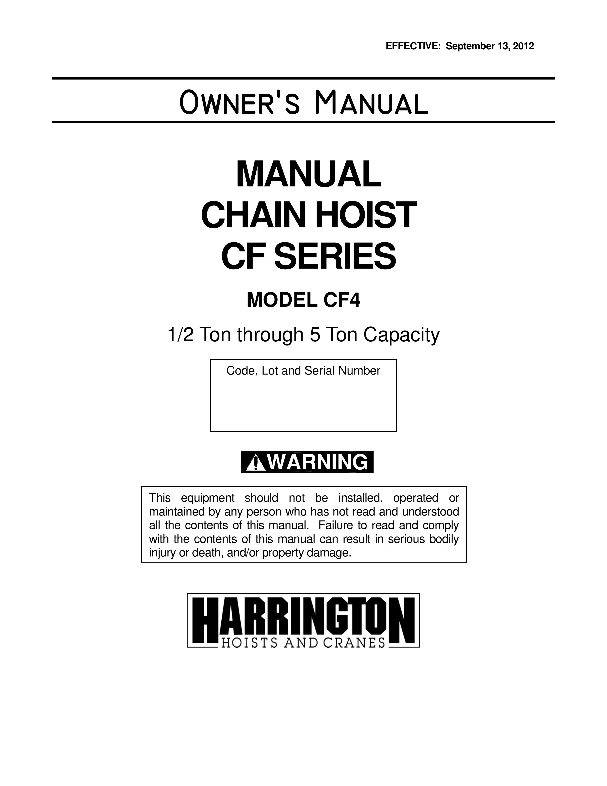 Harrington Hoists CF4 Personal Lift User Manual