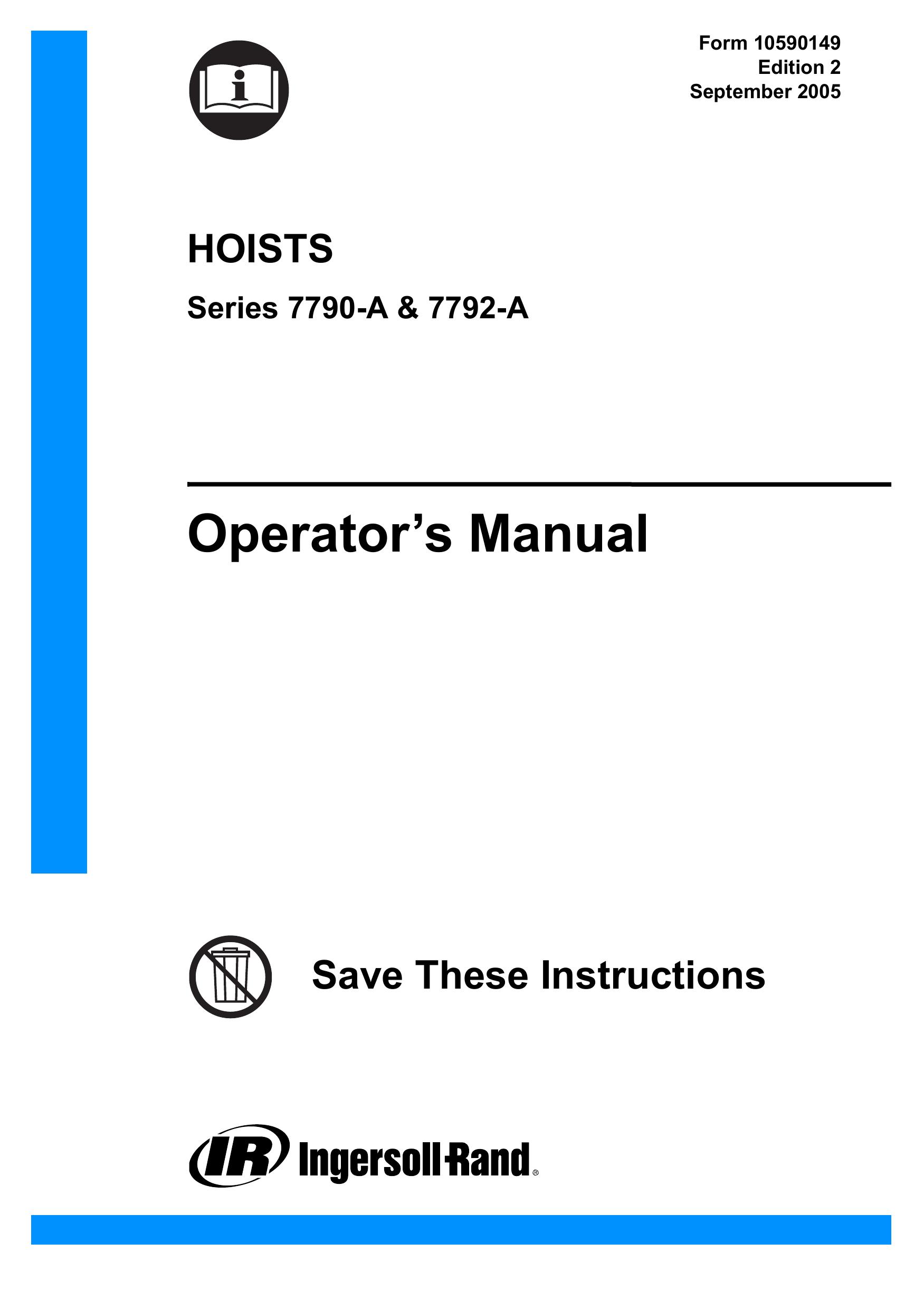 Ingersoll-Rand 7792-A Personal Lift User Manual