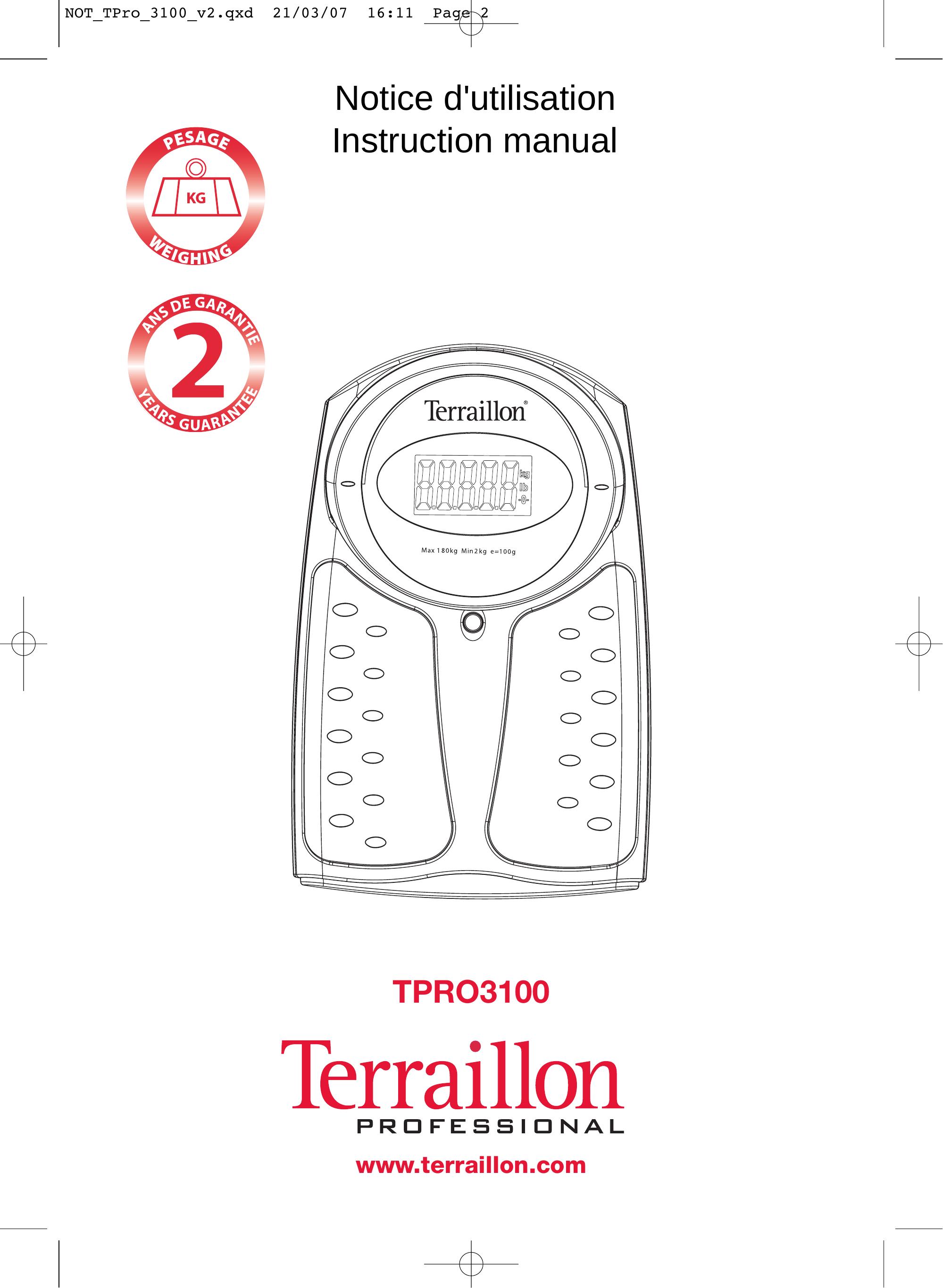 Terraillon TPRO3100 Personal Lift User Manual