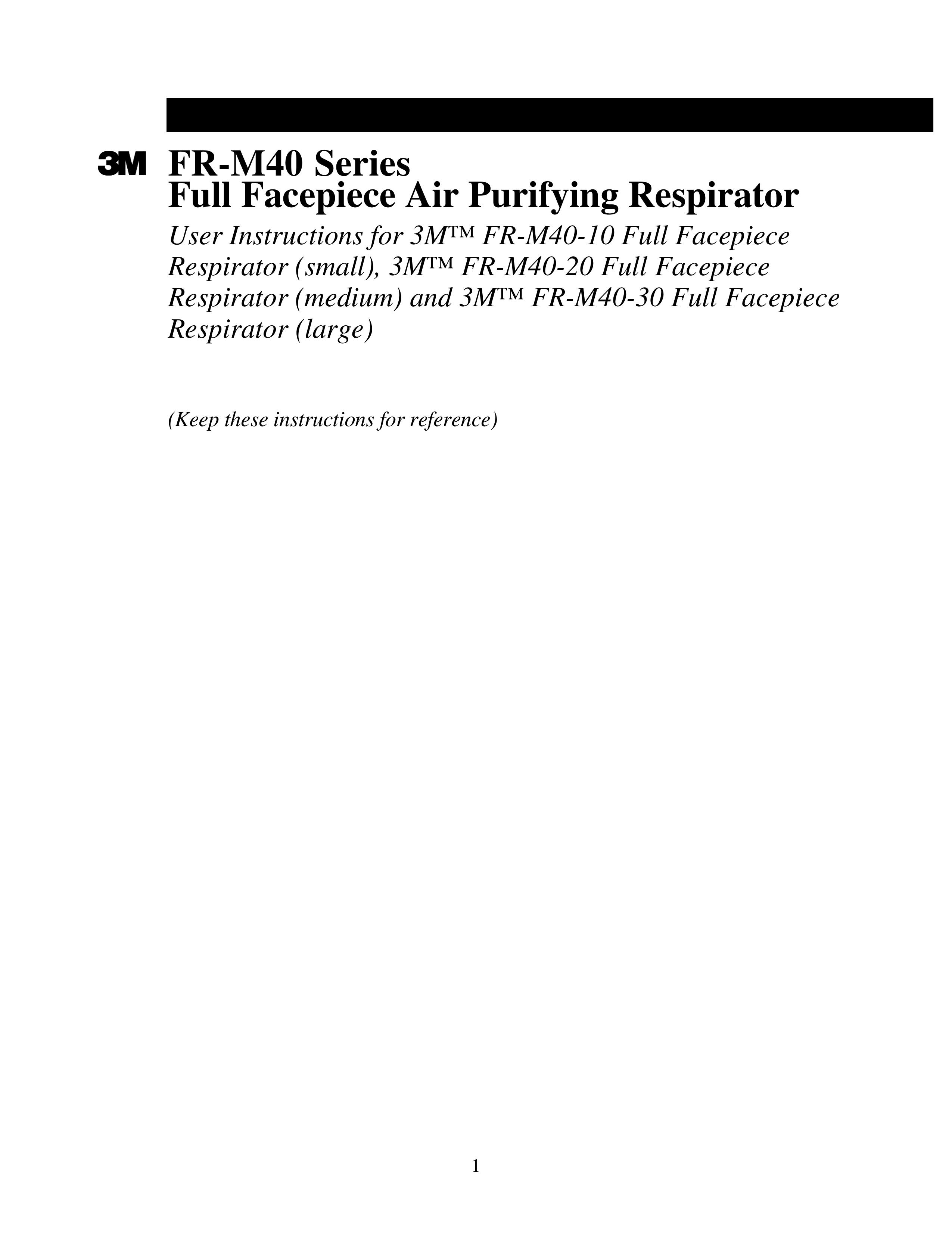 3M FR-M40 Respiratory Product User Manual