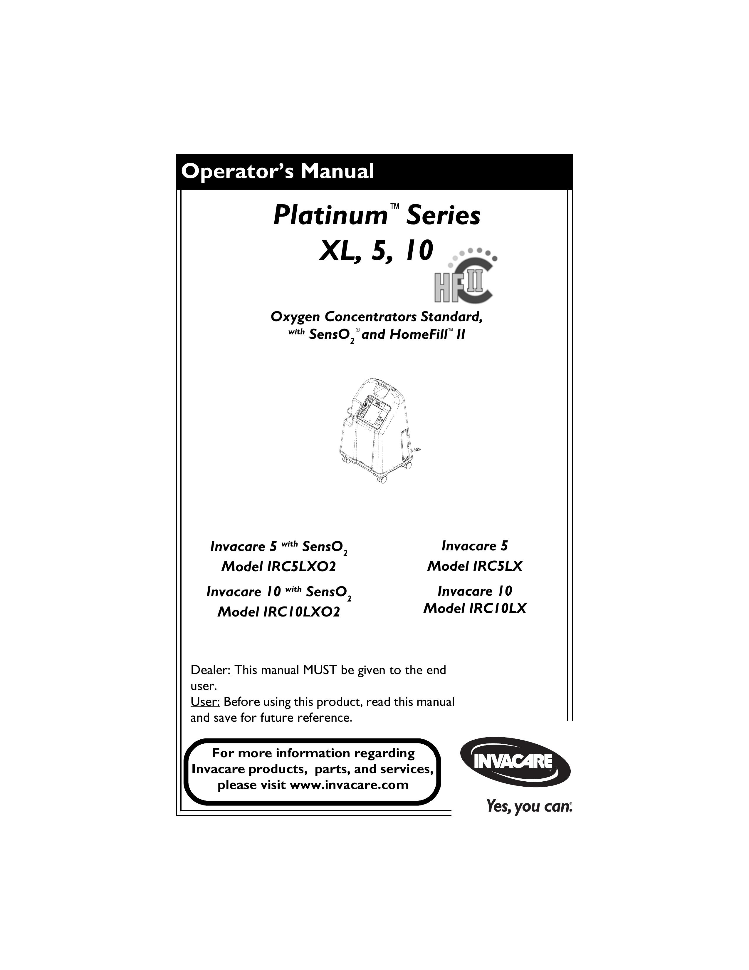 Invacare IRC10LXO2 Respiratory Product User Manual