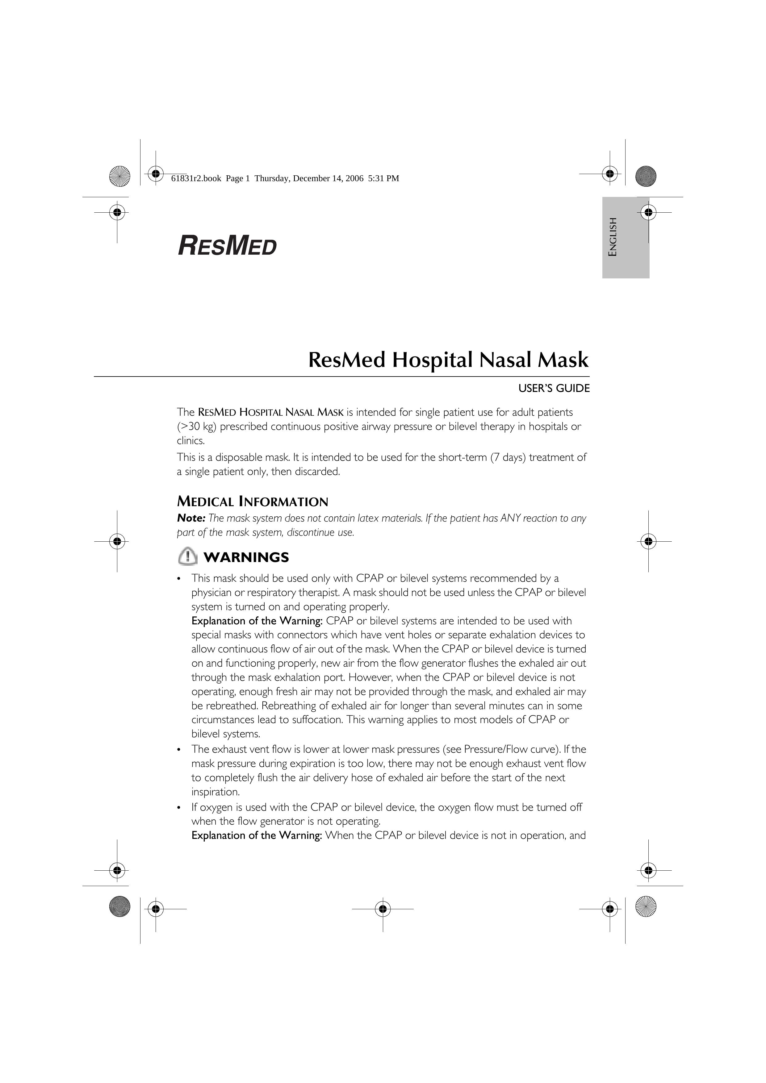 ResMed CPAP Respiratory Product User Manual