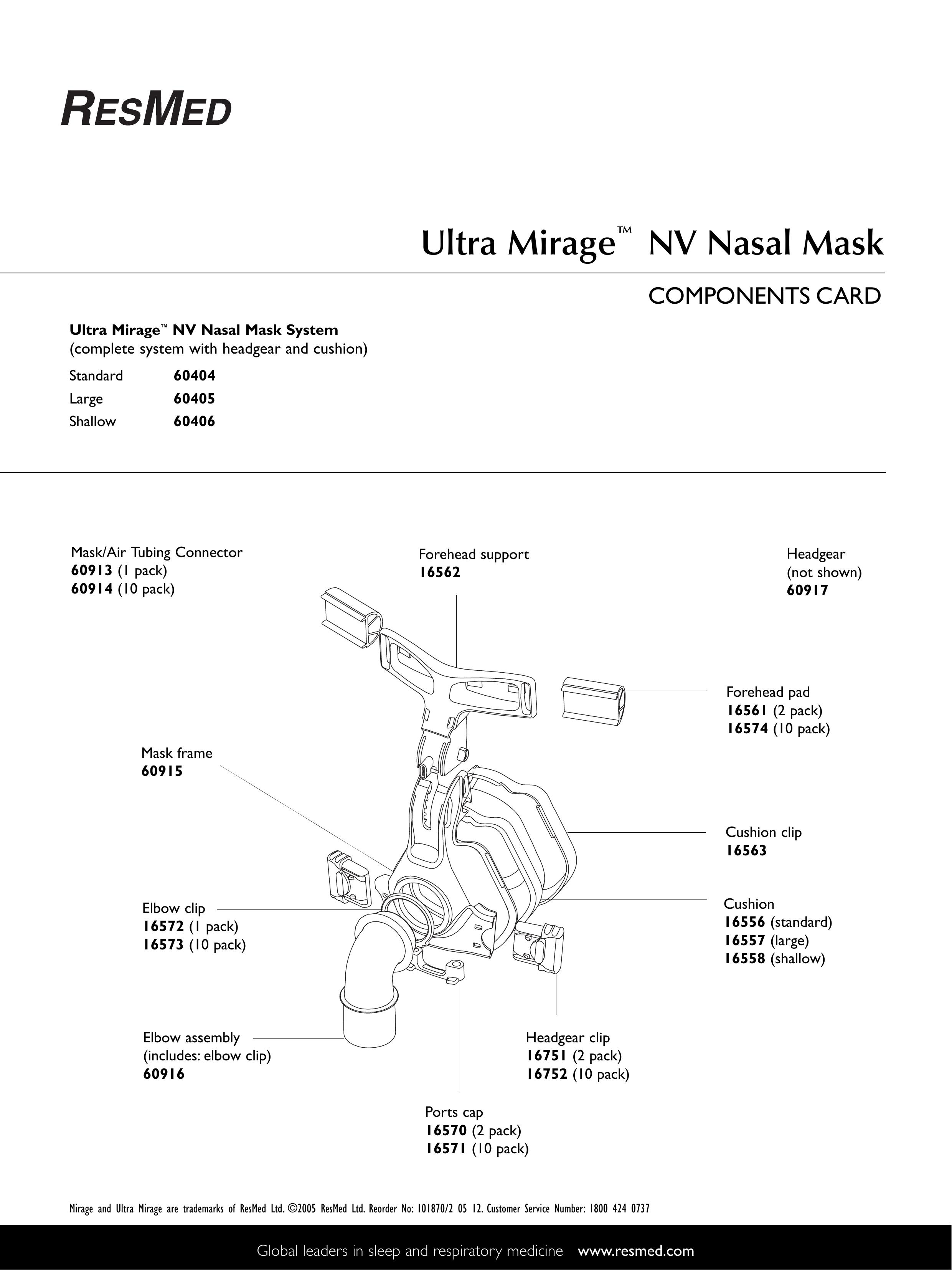 ResMed NV Nasal Mask Respiratory Product User Manual