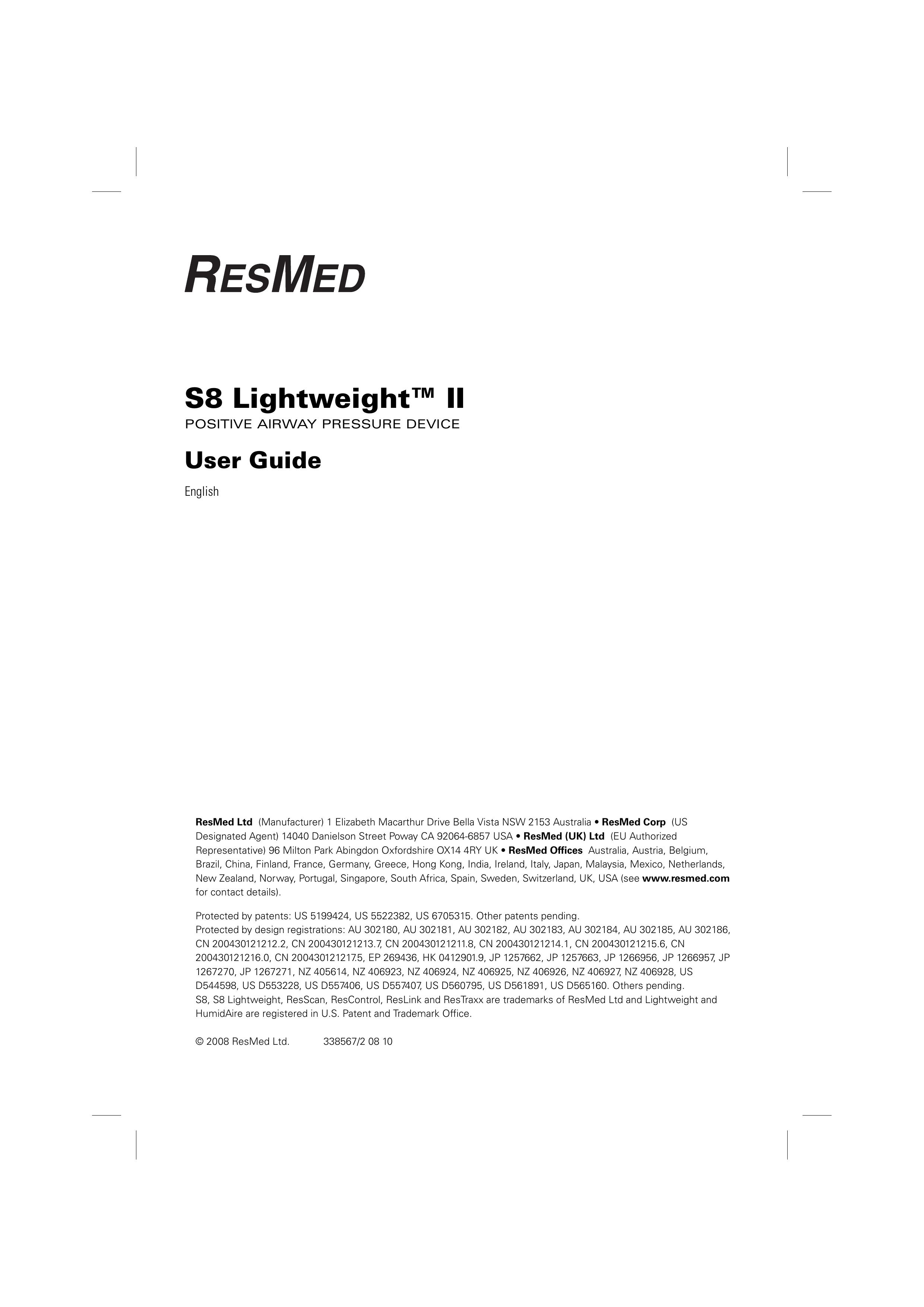 ResMed S8 Respiratory Product User Manual