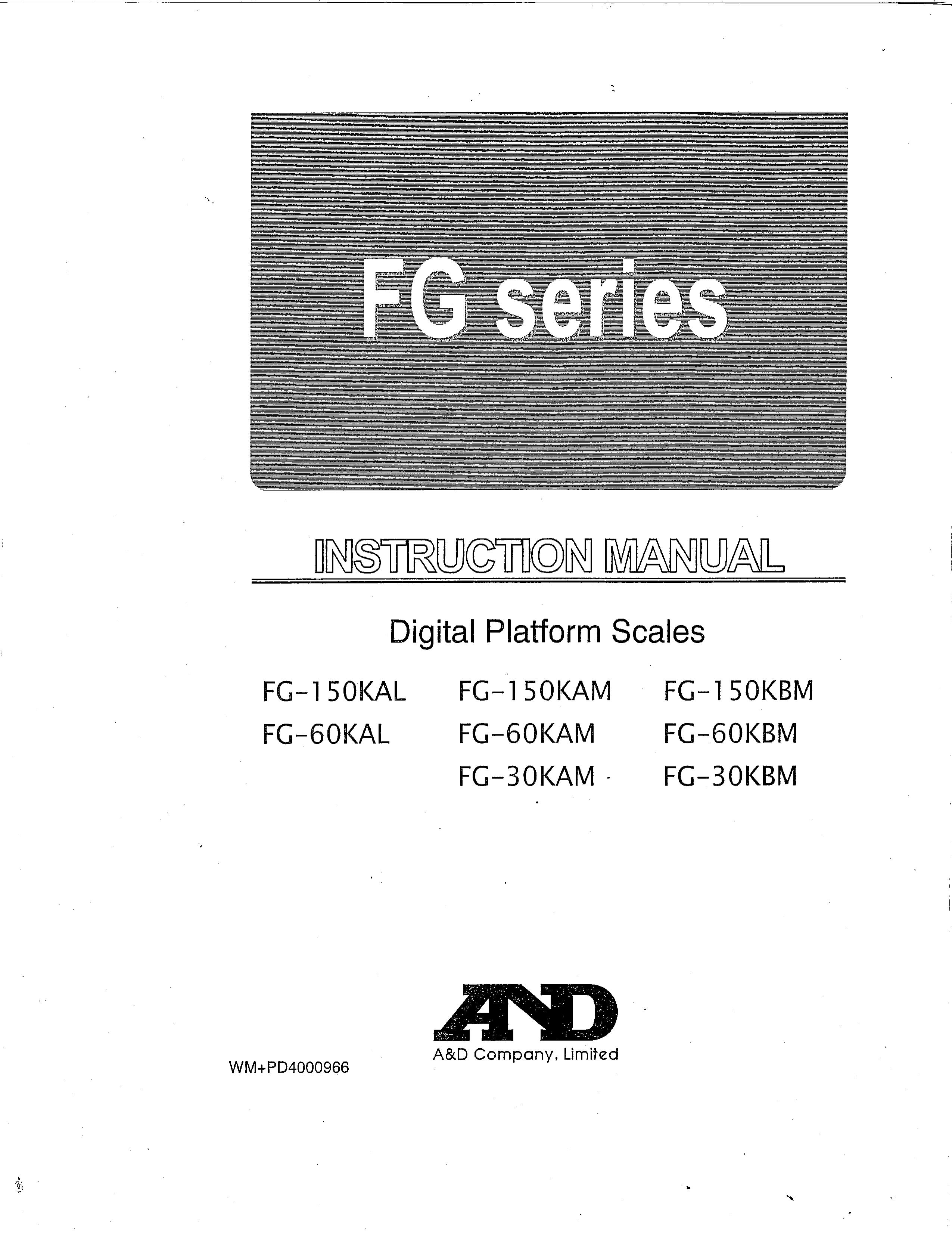 A&D FG-150KAM Scale User Manual
