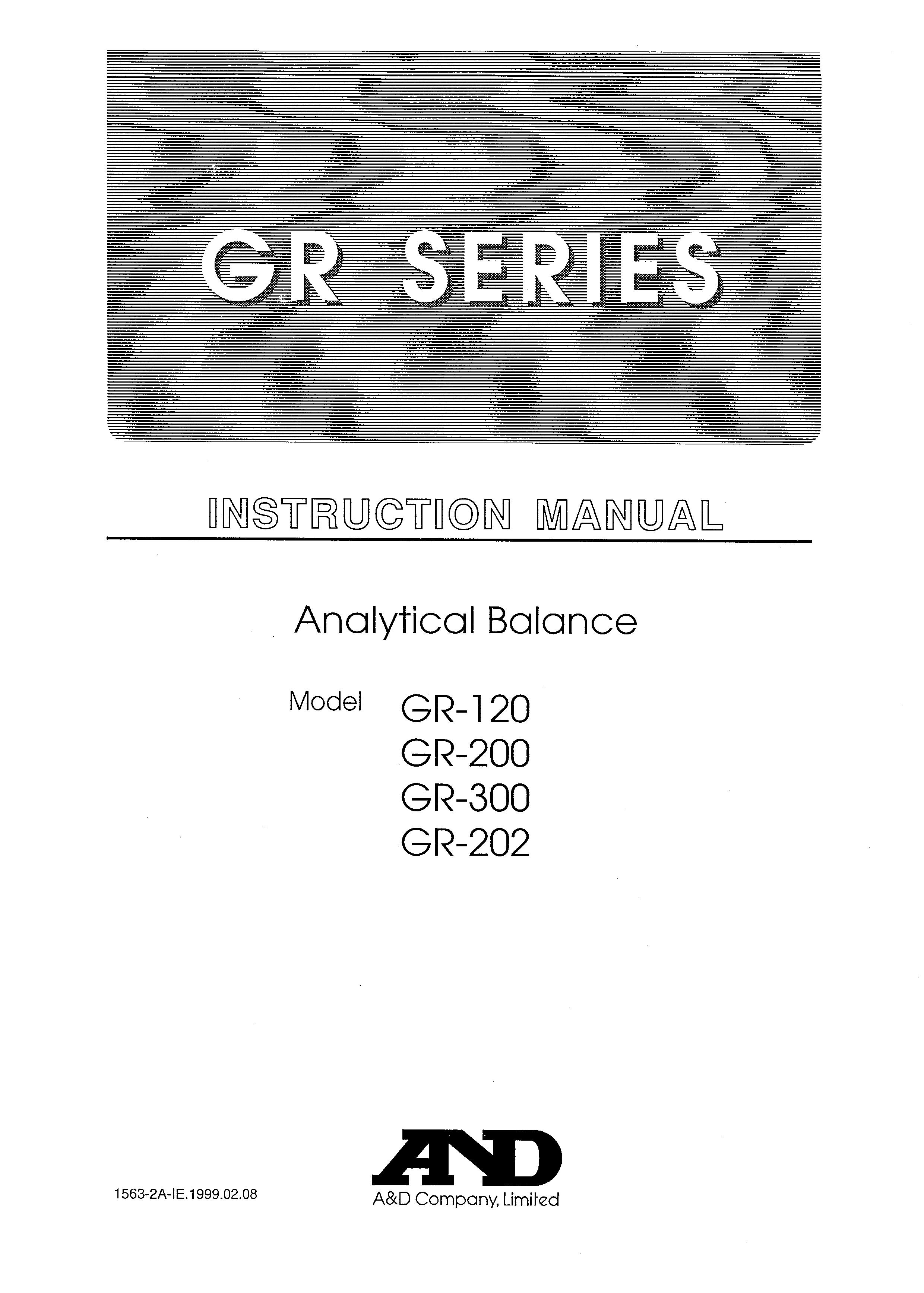 A&D GR-202 Scale User Manual