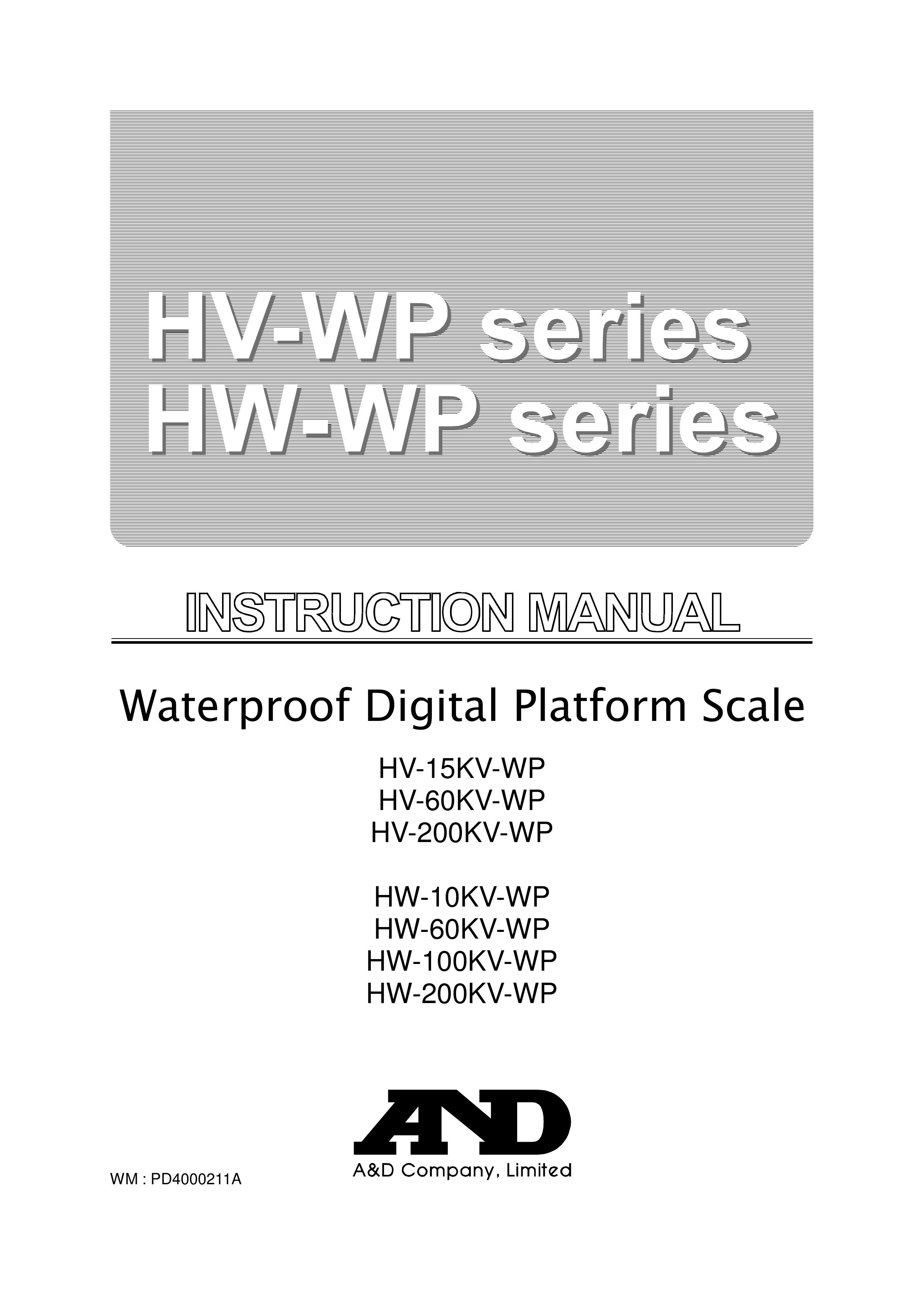 A&D HV-15KV-WP Scale User Manual