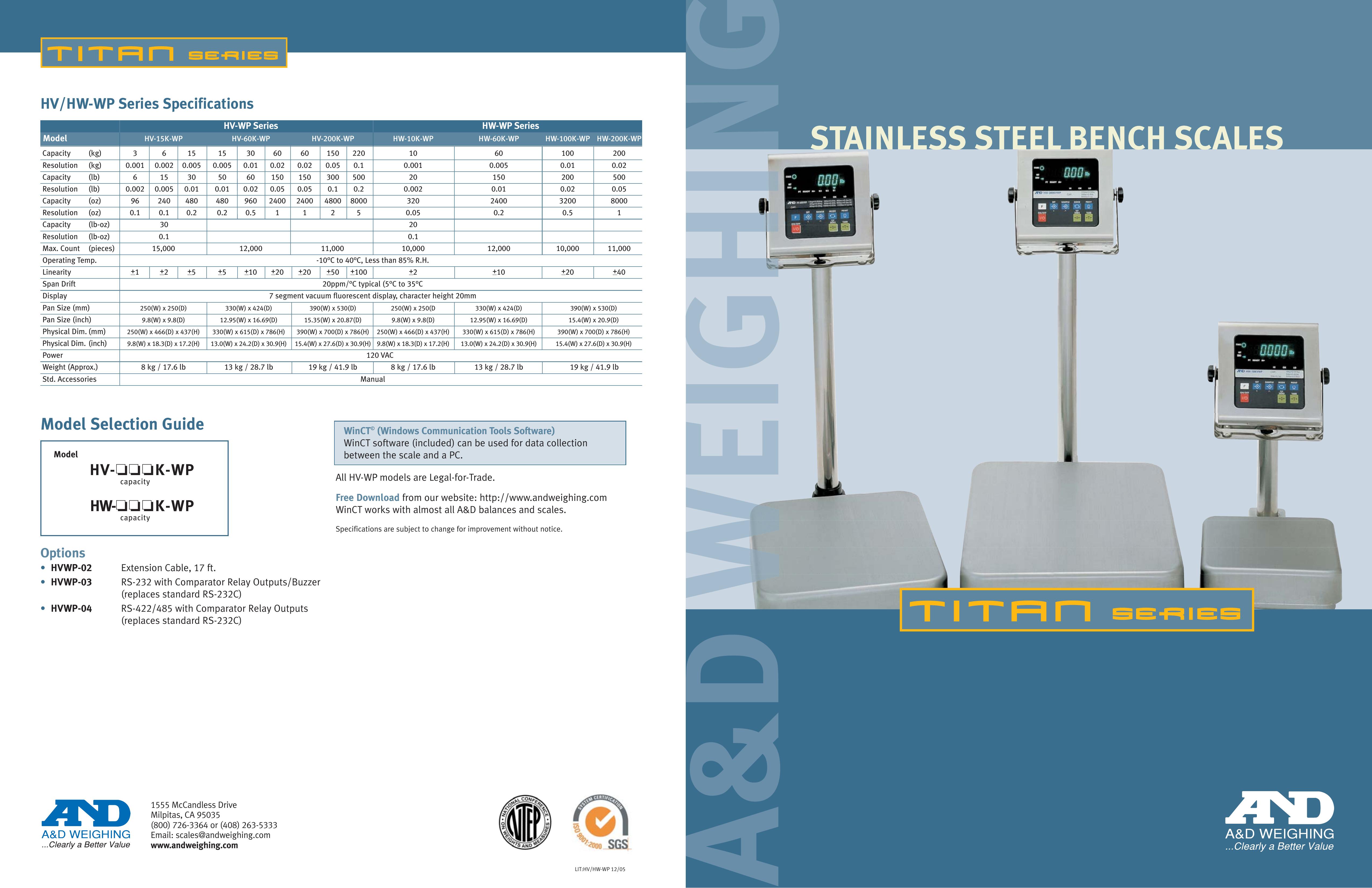 A&D HV-60K-WP.HV-200K-WP Scale User Manual