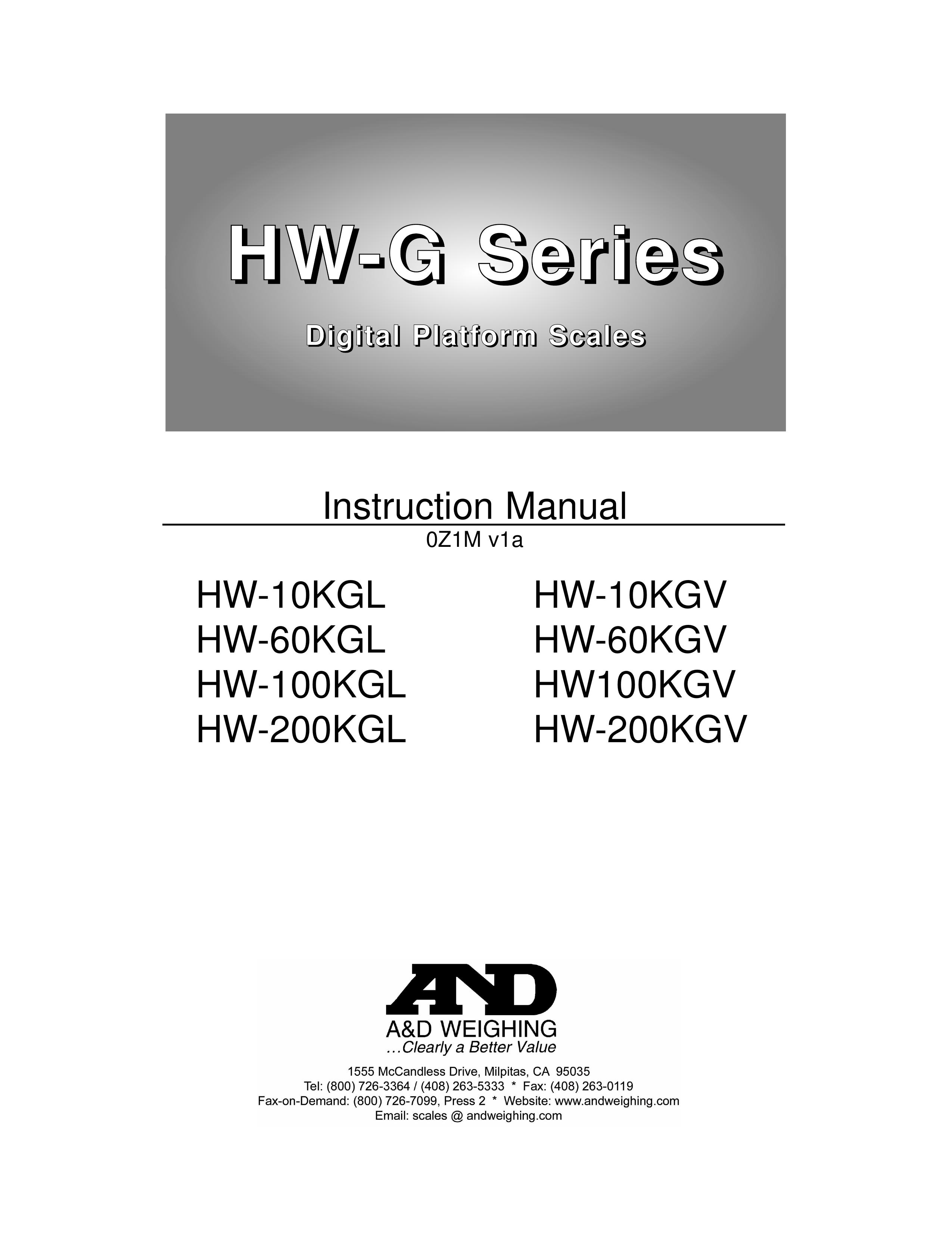 A&D HW-100KGL Scale User Manual