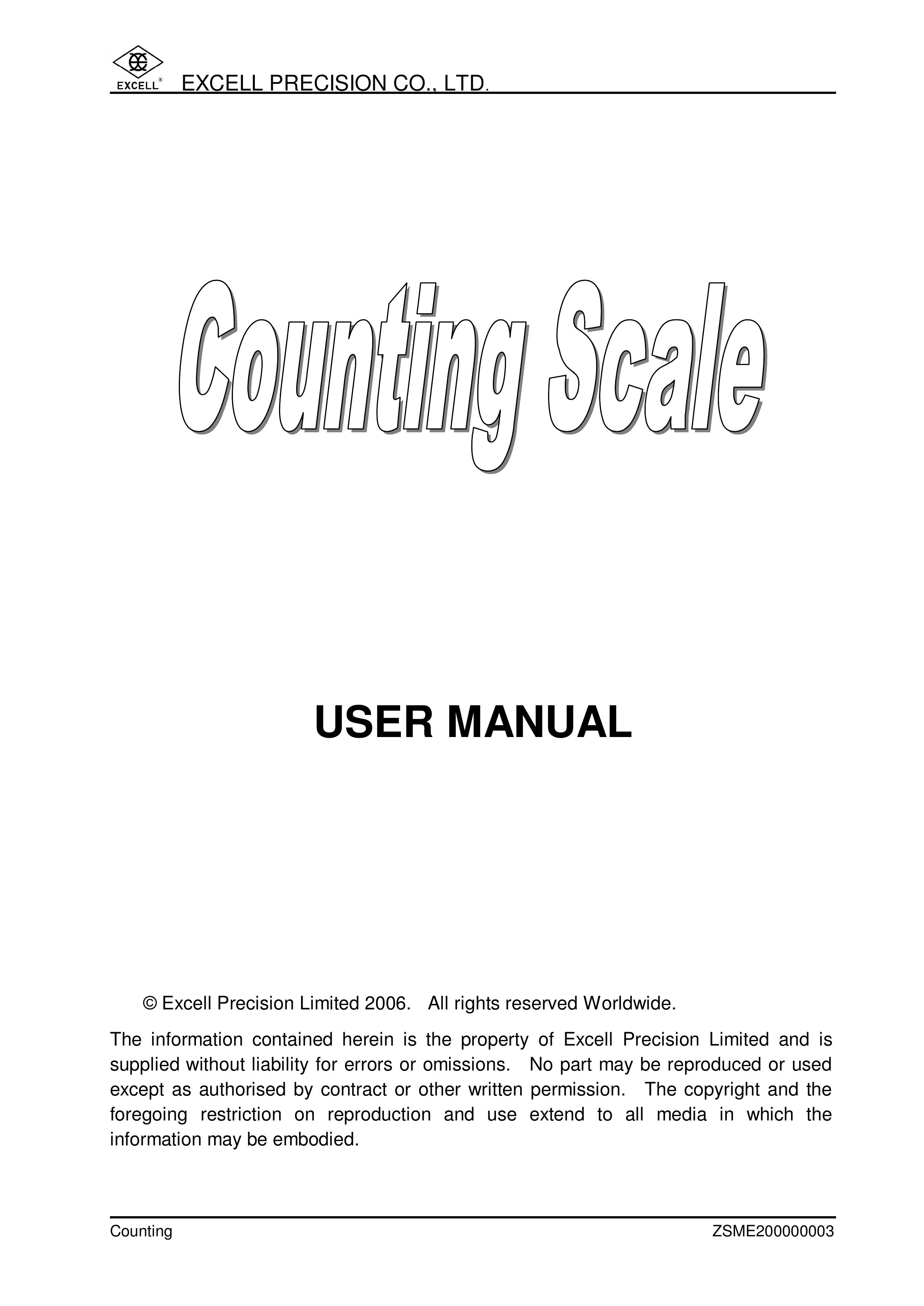 Excell Precision Counting Scale Scale User Manual