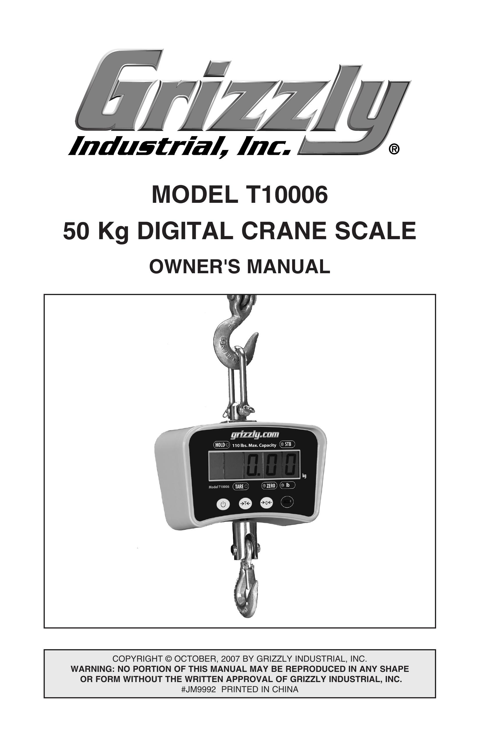 Grizzly T10006 Scale User Manual