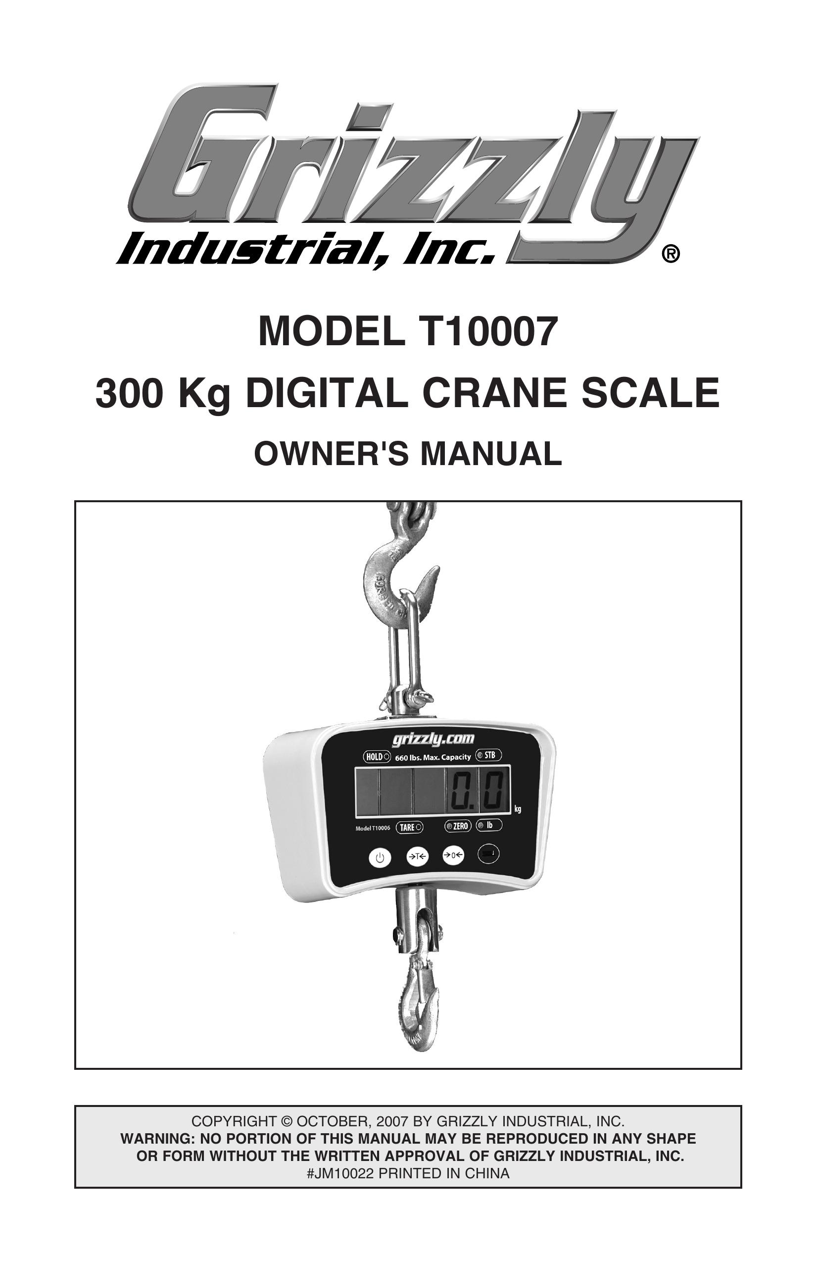 Grizzly T10007 Scale User Manual