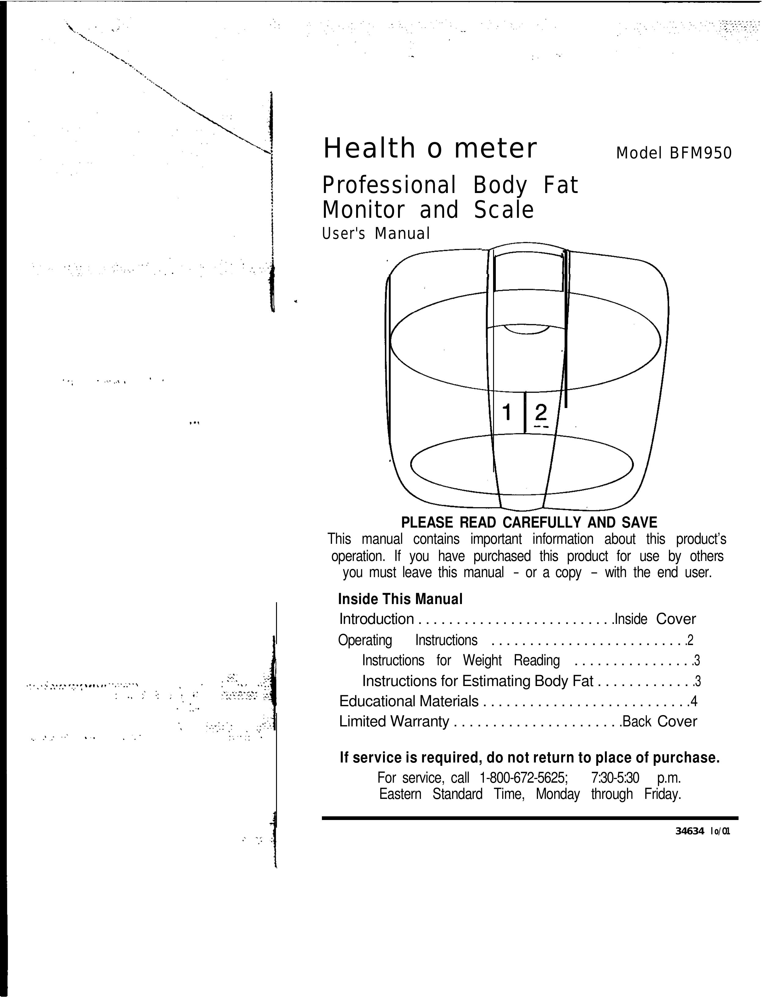 Health O Meter BFM950 Scale User Manual