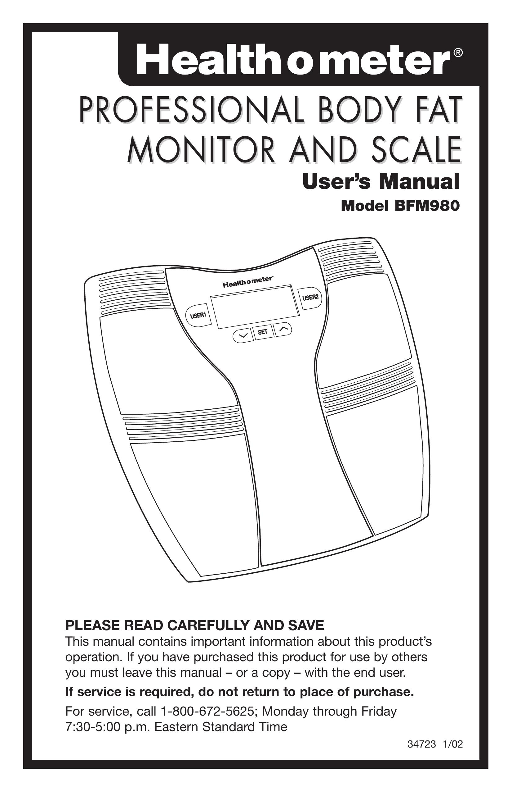 Health O Meter BFM980 Scale User Manual