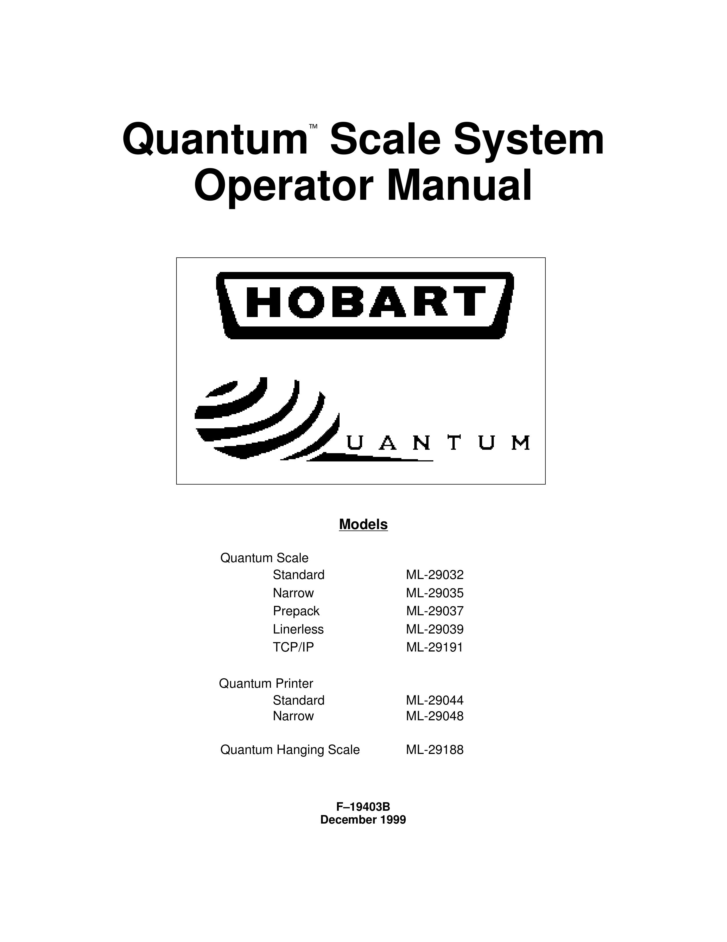 Hobart ML-29191 Scale User Manual