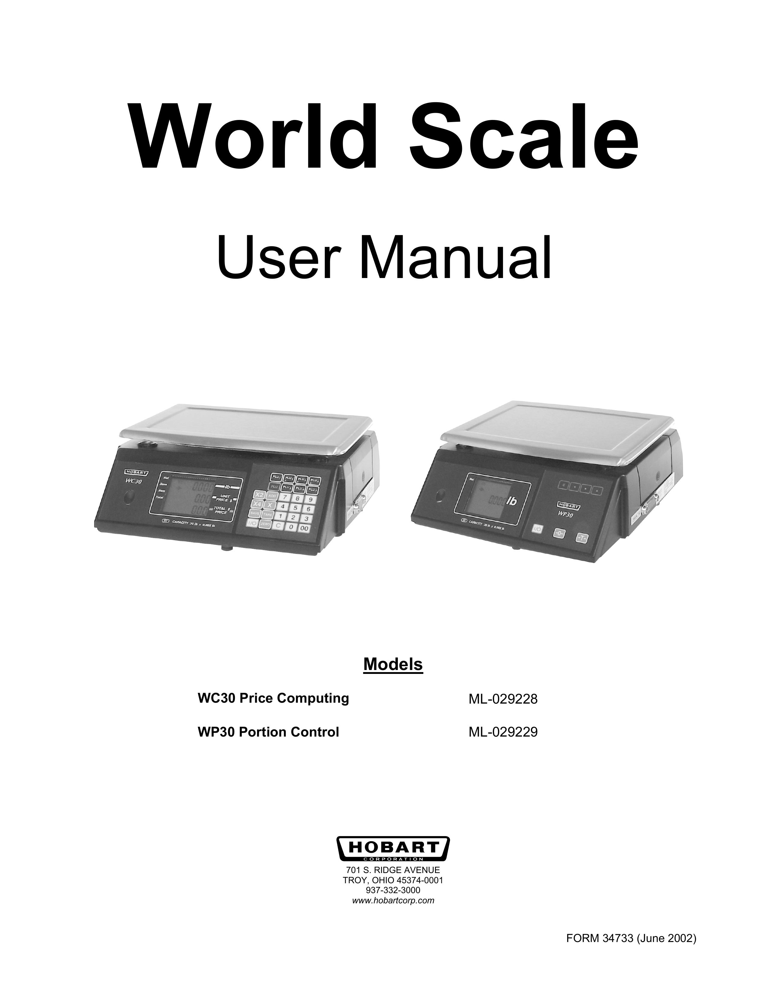 Hobart WC30 ML-029228, WP30 ML-029229 Scale User Manual