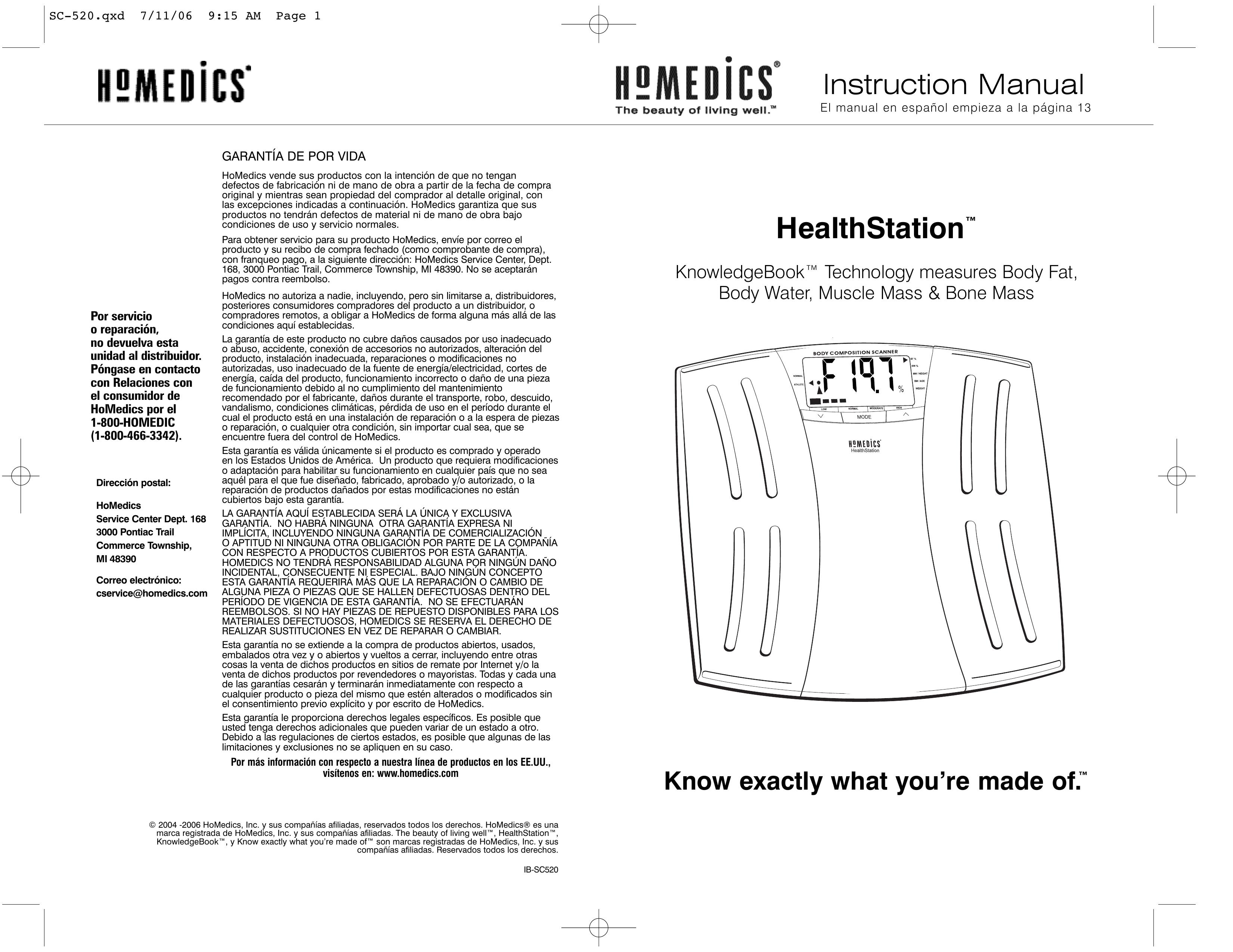 HoMedics IB-SC520 Scale User Manual