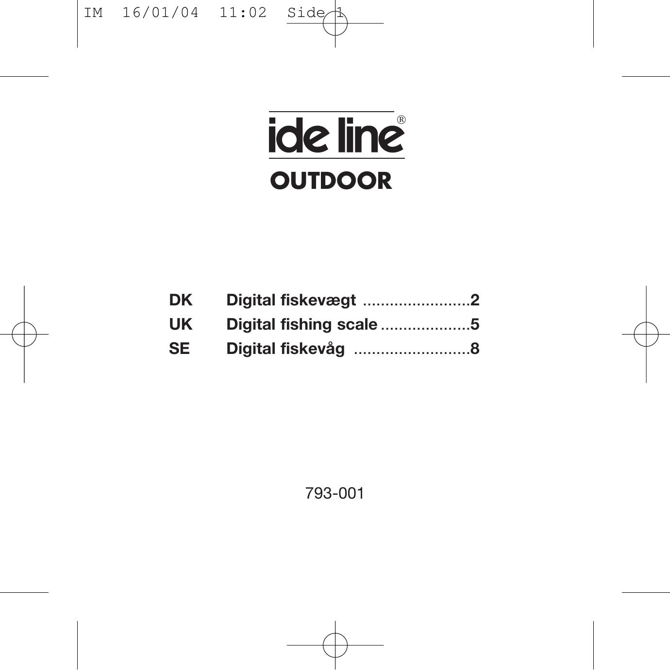 Ide Line 793-001 Scale User Manual