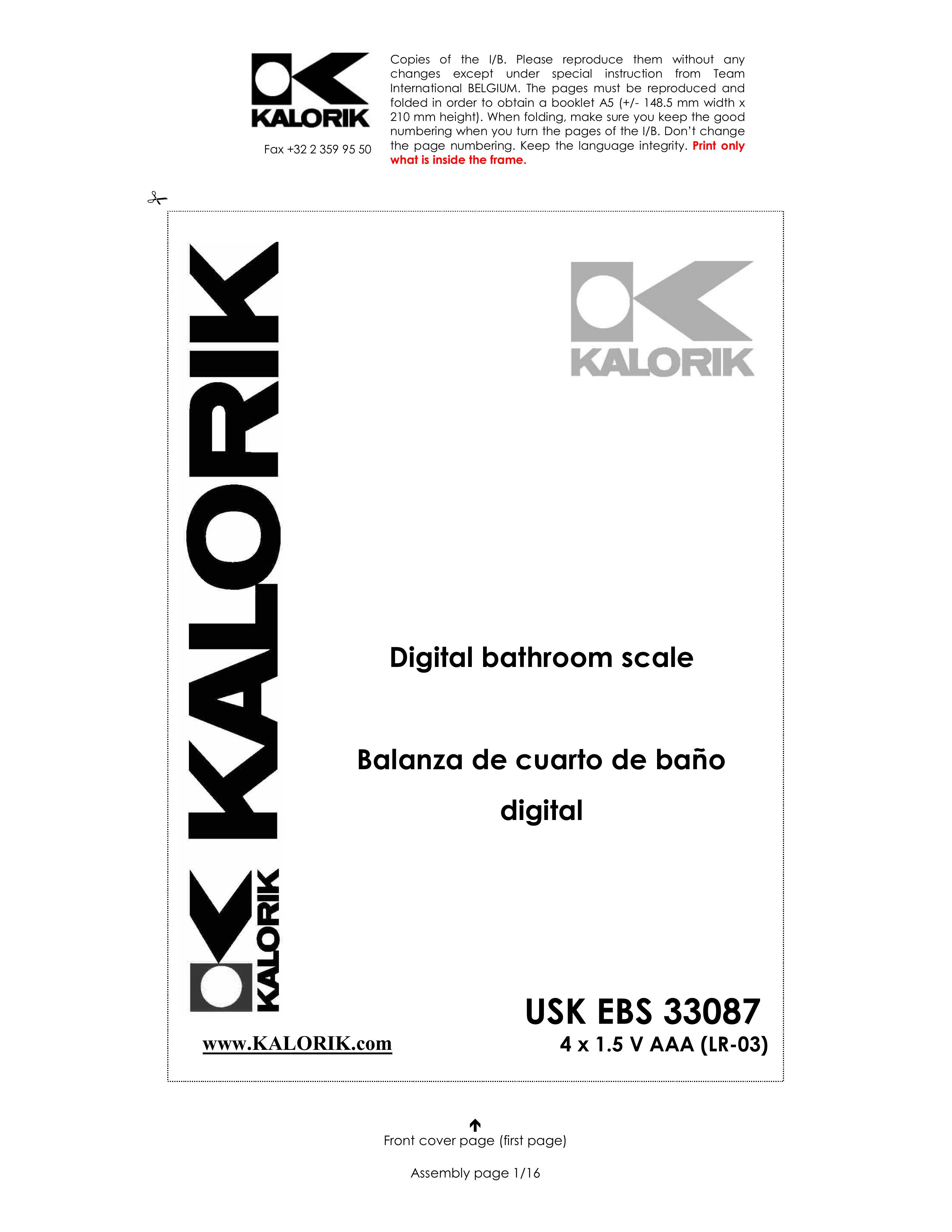 Kalorik USK EBS 33087 Scale User Manual