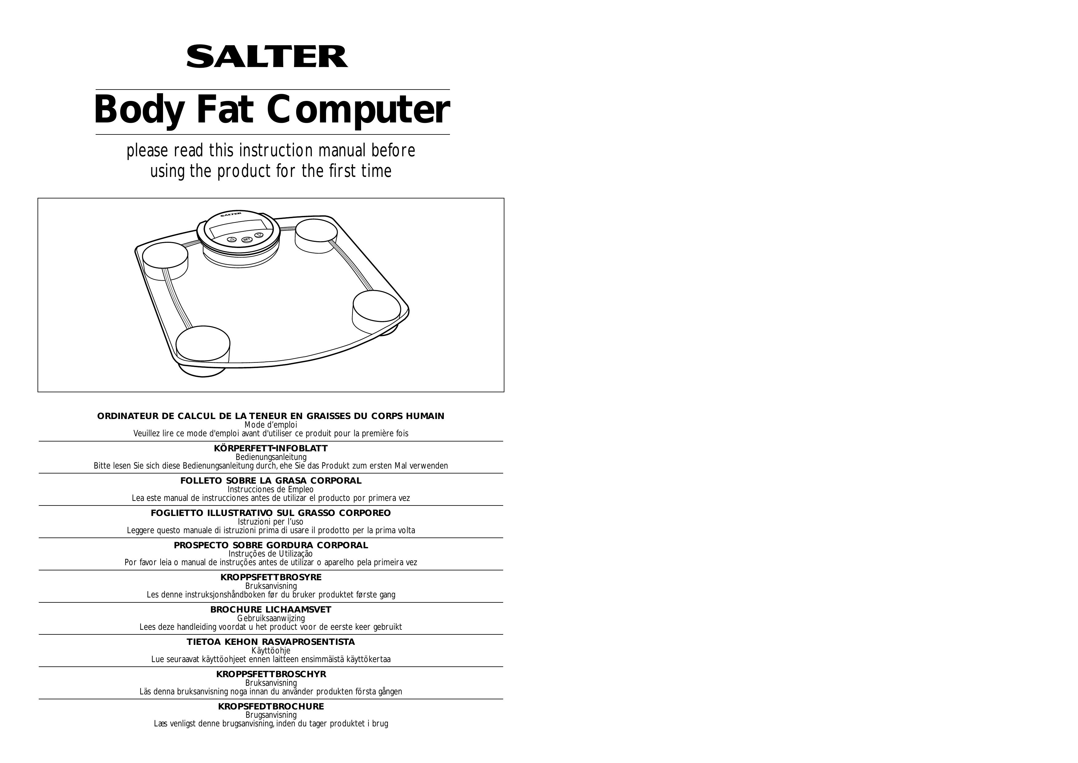 Salter Housewares Body Fat Computer Scale User Manual