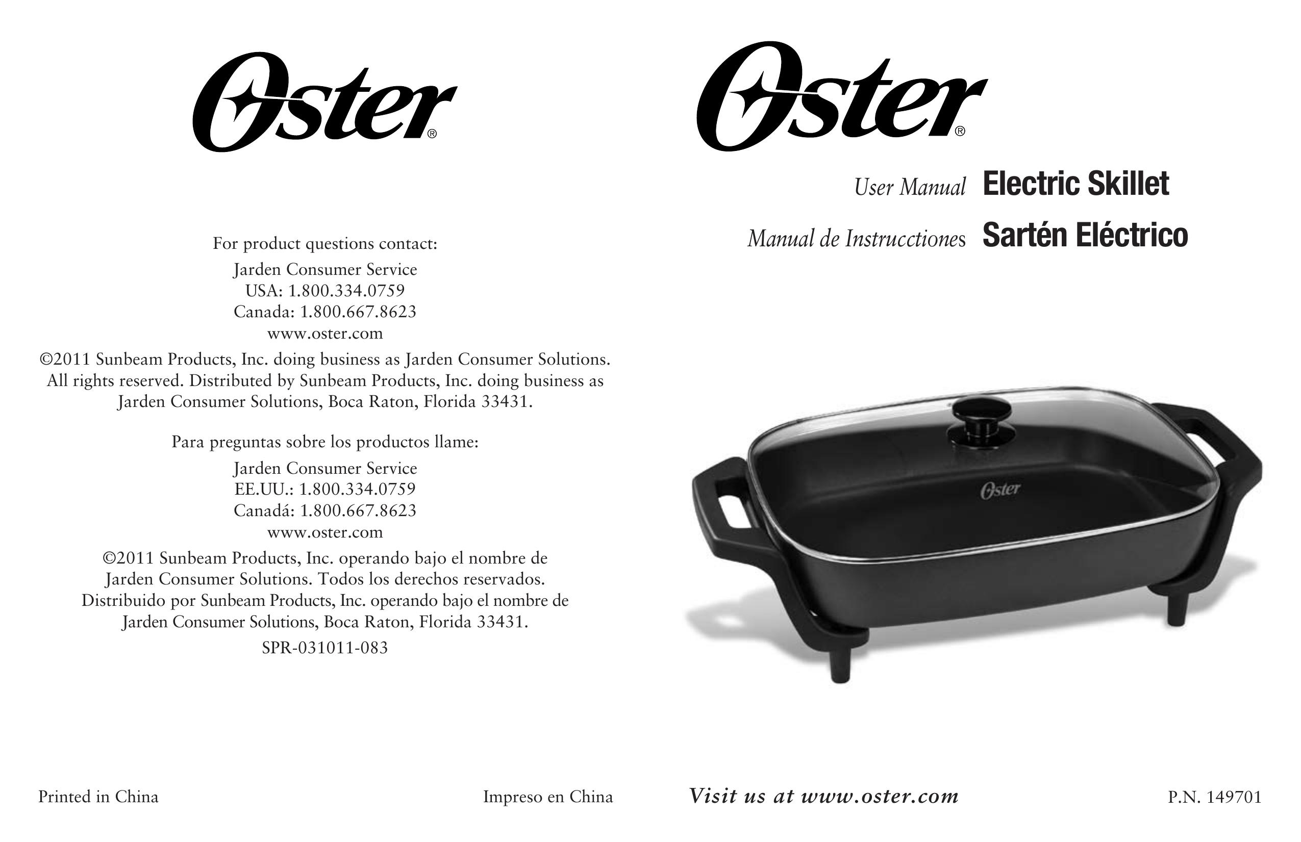 Oster Electric Skillet Skin Care Product User Manual
