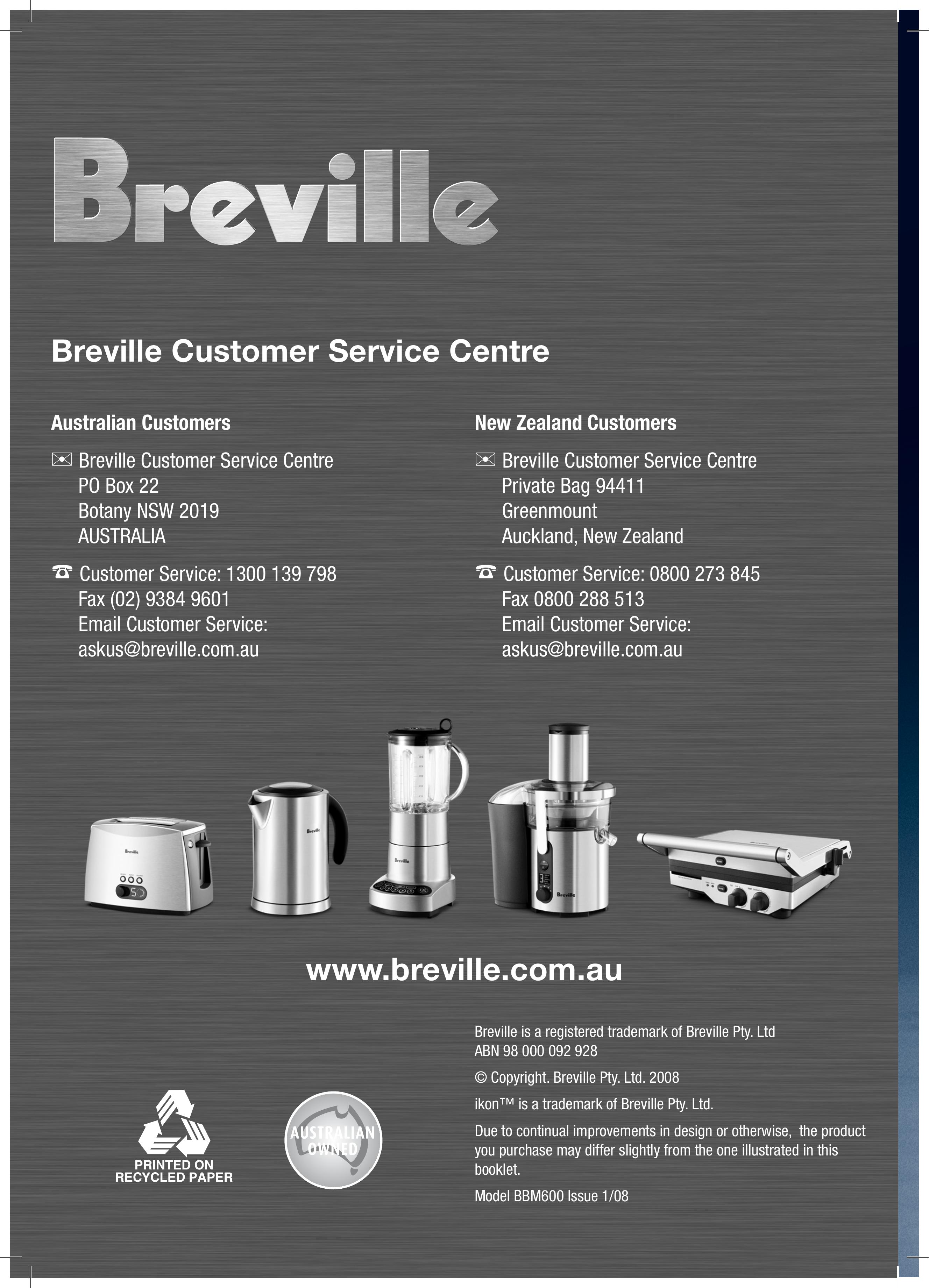 Breville BBM 600 Sleep Apnea Machine User Manual