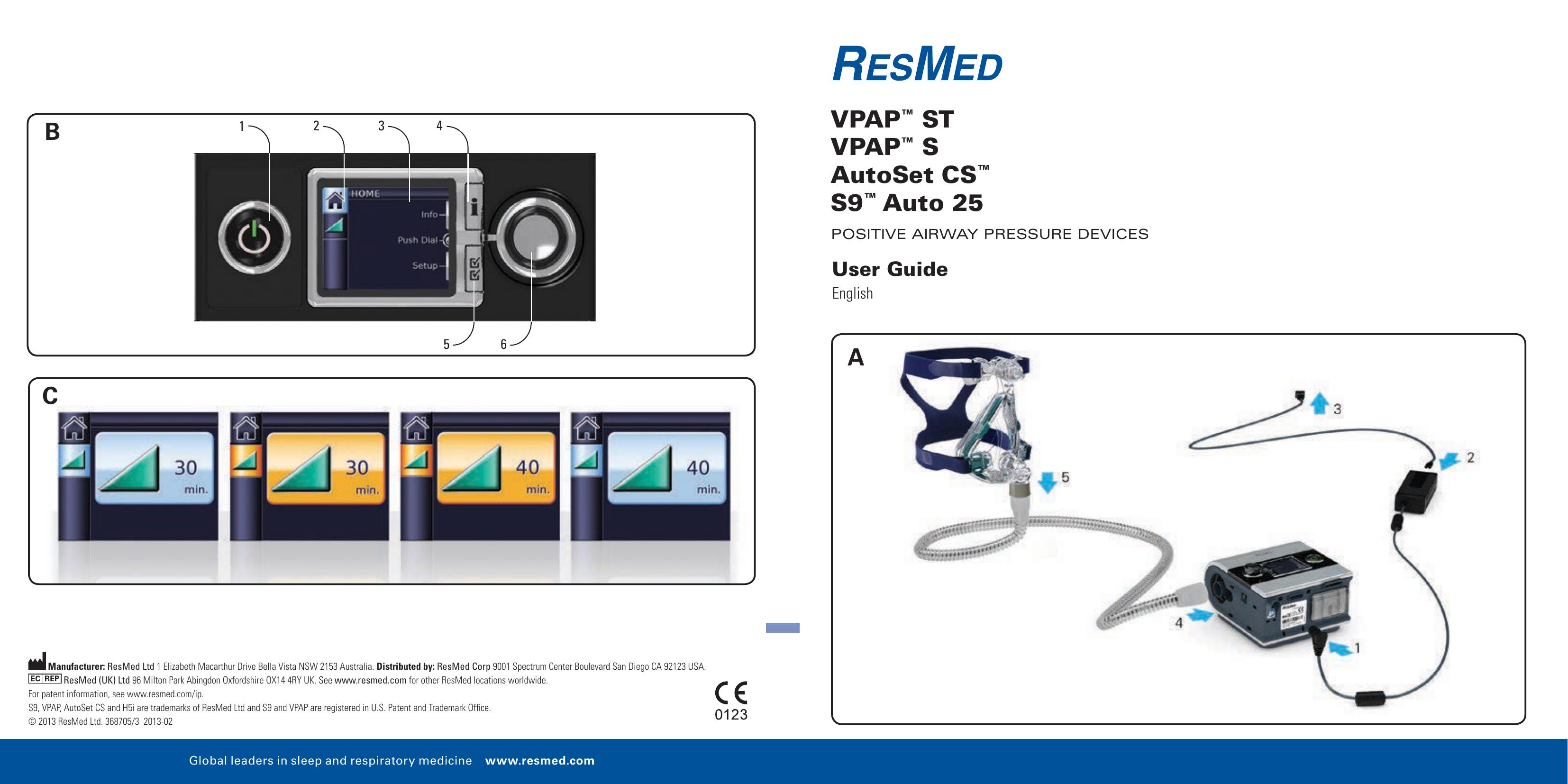 ResMed AutoSet CS Sleep Apnea Machine User Manual