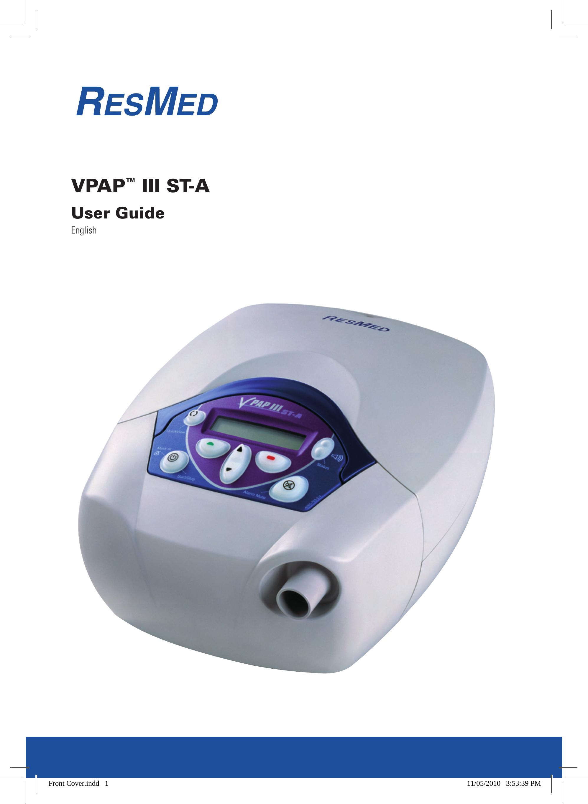 ResMed VPAP III ST-A Sleep Apnea Machine User Manual
