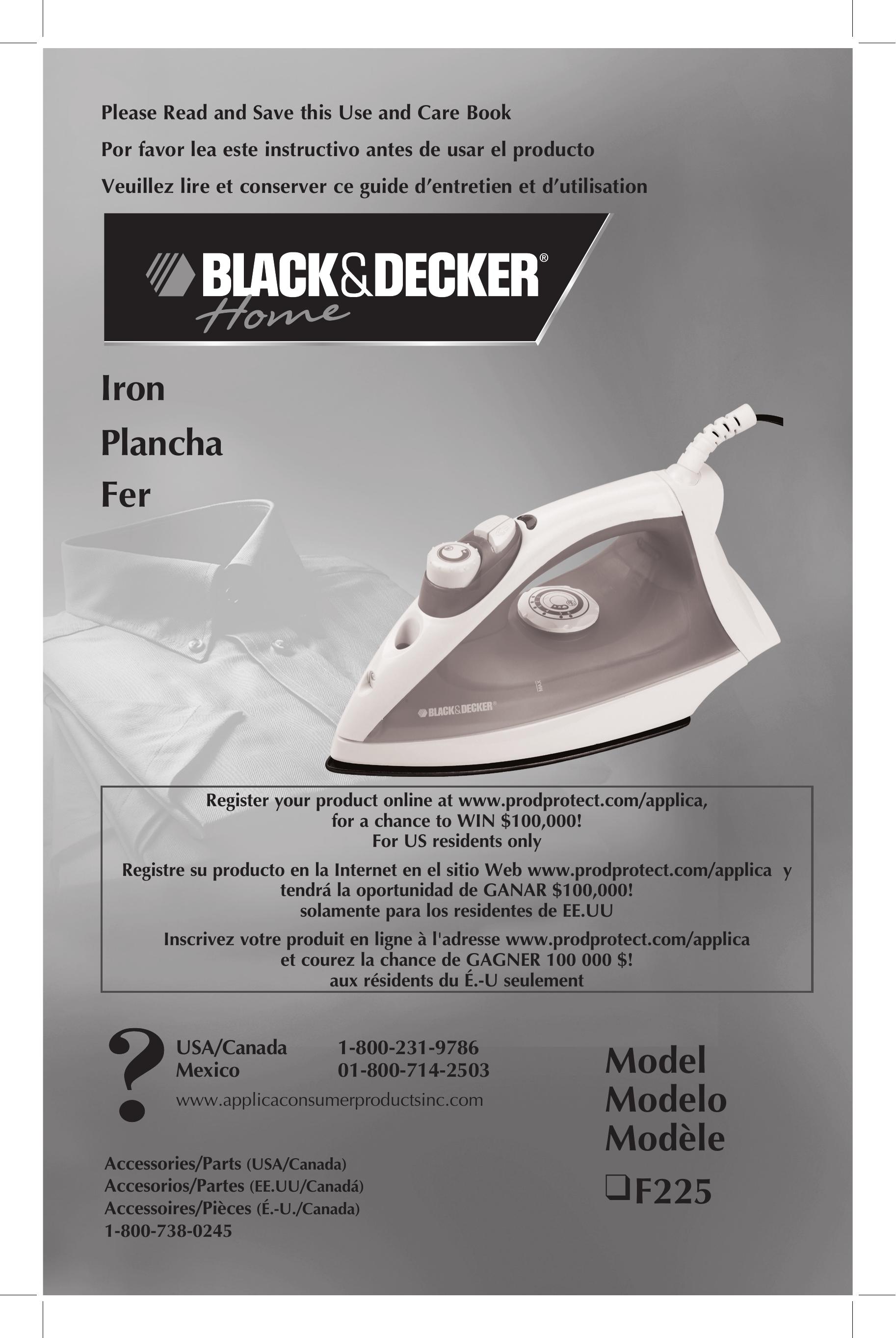 Black & Decker F225 Styling Iron User Manual