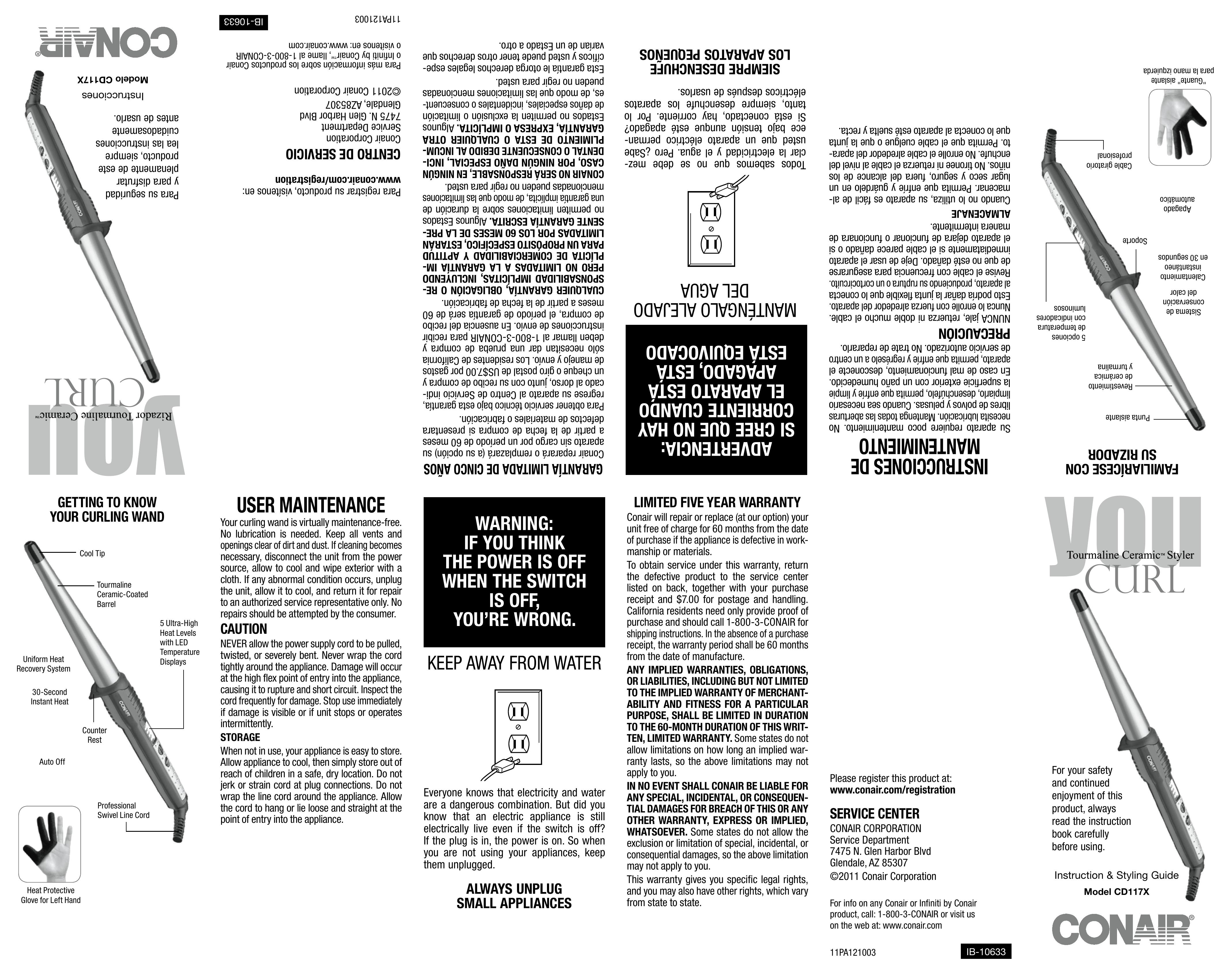 Conair CD117X Styling Iron User Manual