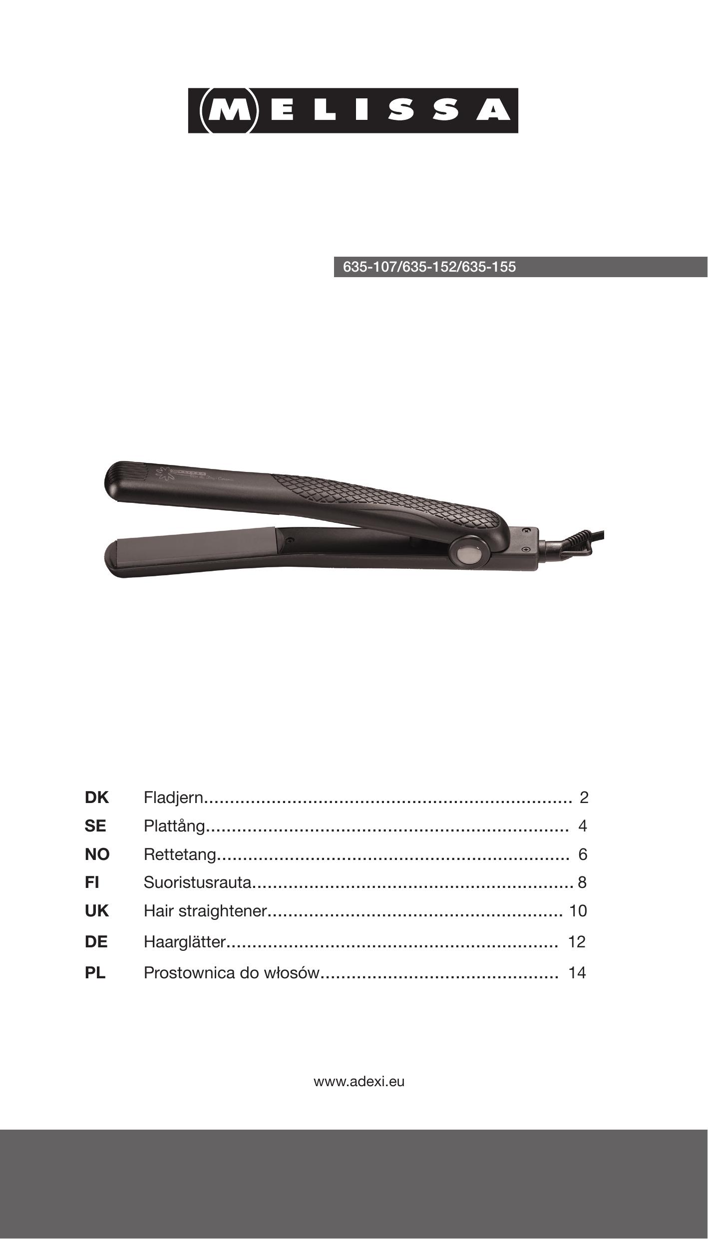Melissa 635-155 Styling Iron User Manual