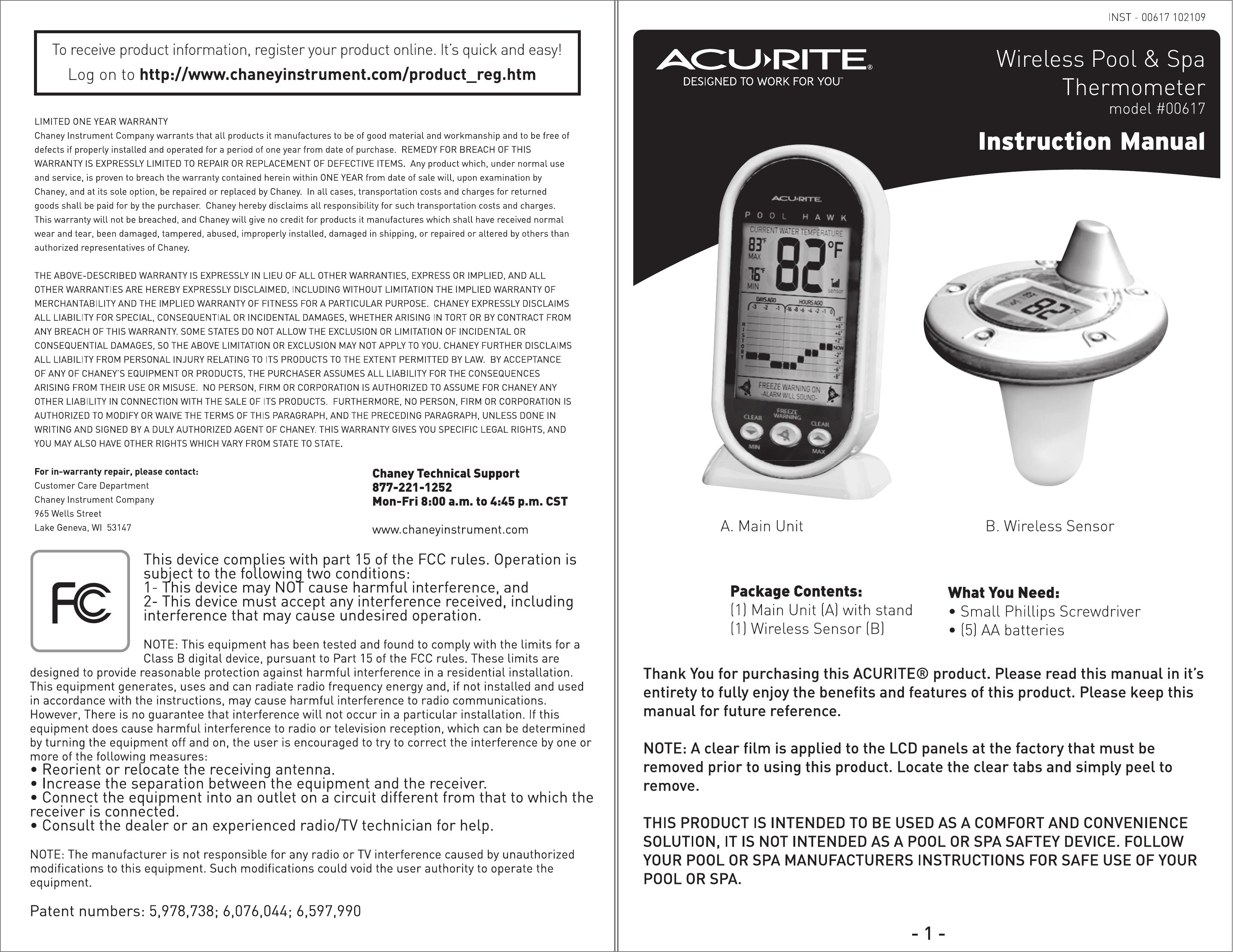 Acu-Rite 617 Thermometer User Manual