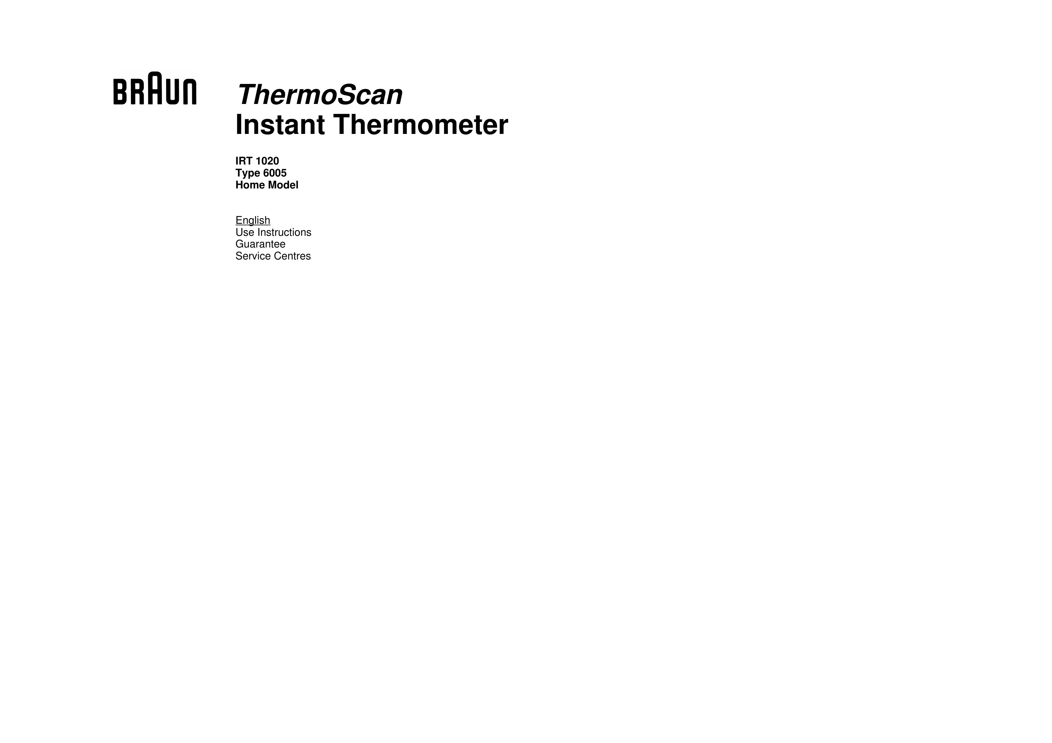 Braun IRT 1020 Thermometer User Manual