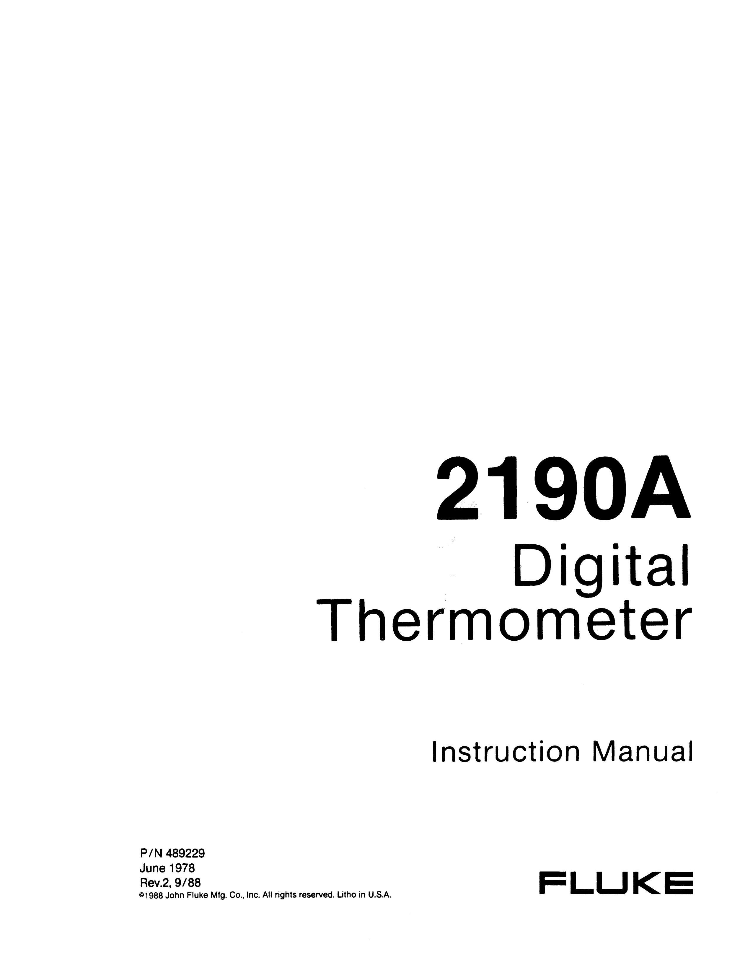 Fluke 2190A Thermometer User Manual