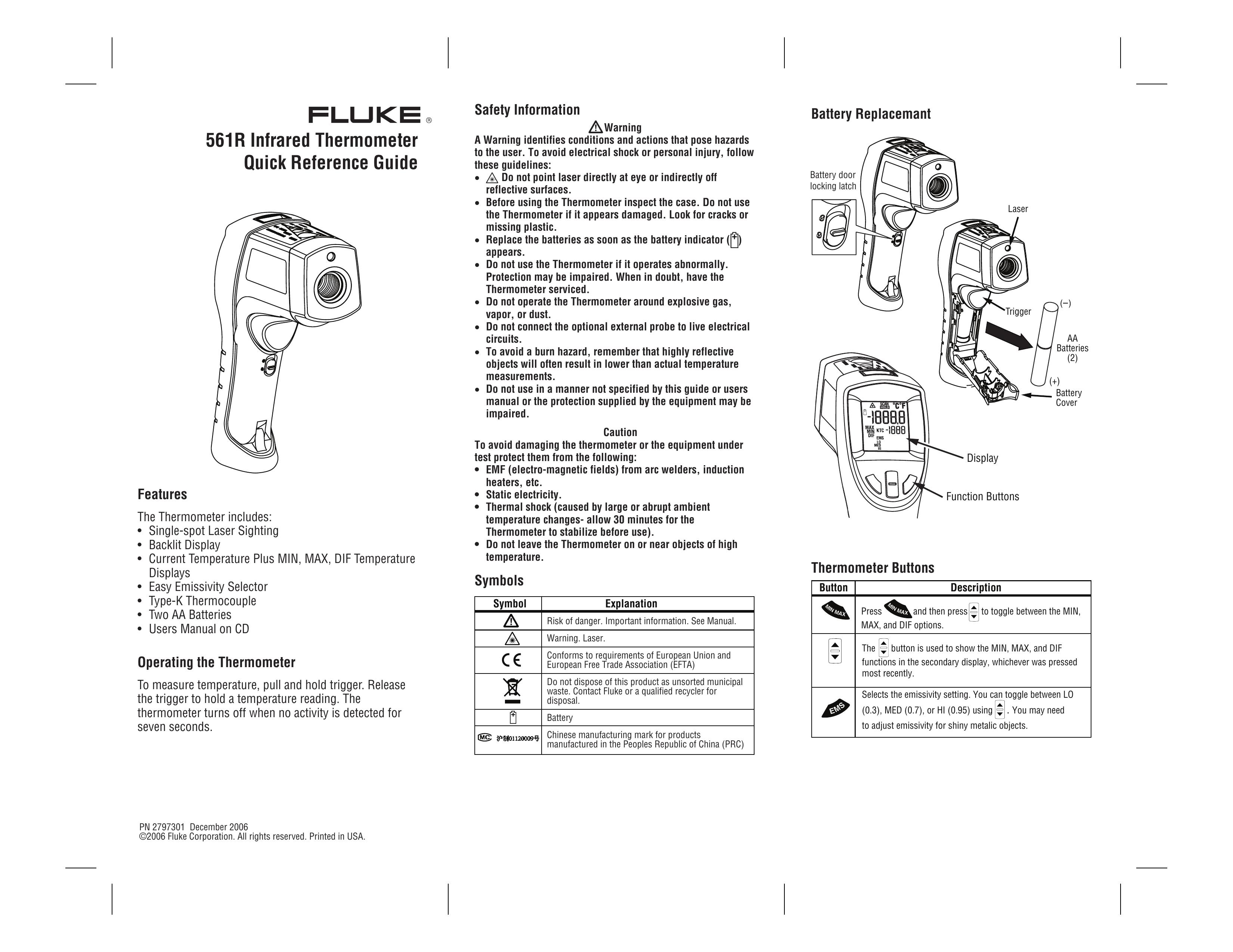 Fluke 561R Thermometer User Manual