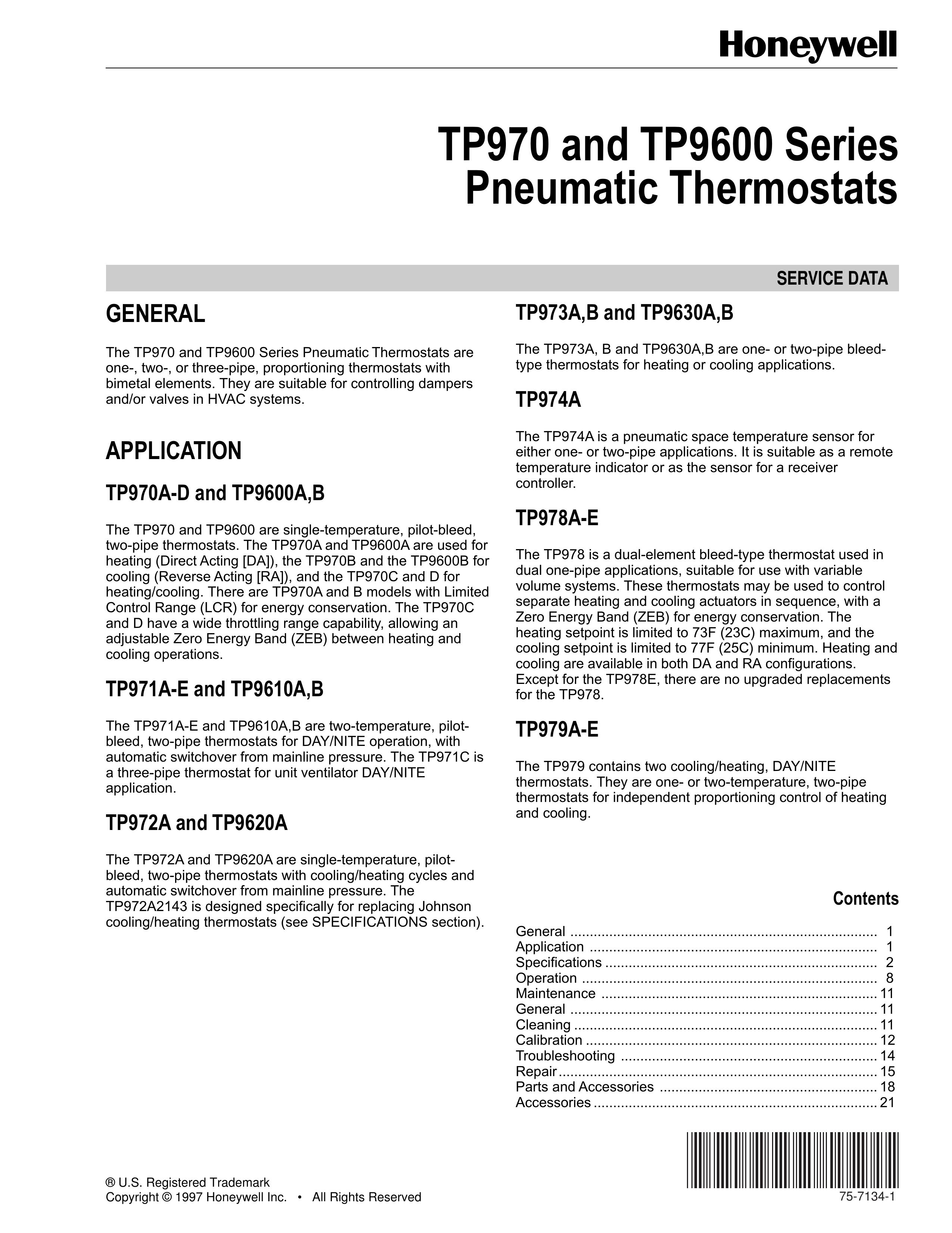 Honeywell TP978A-E Thermometer User Manual