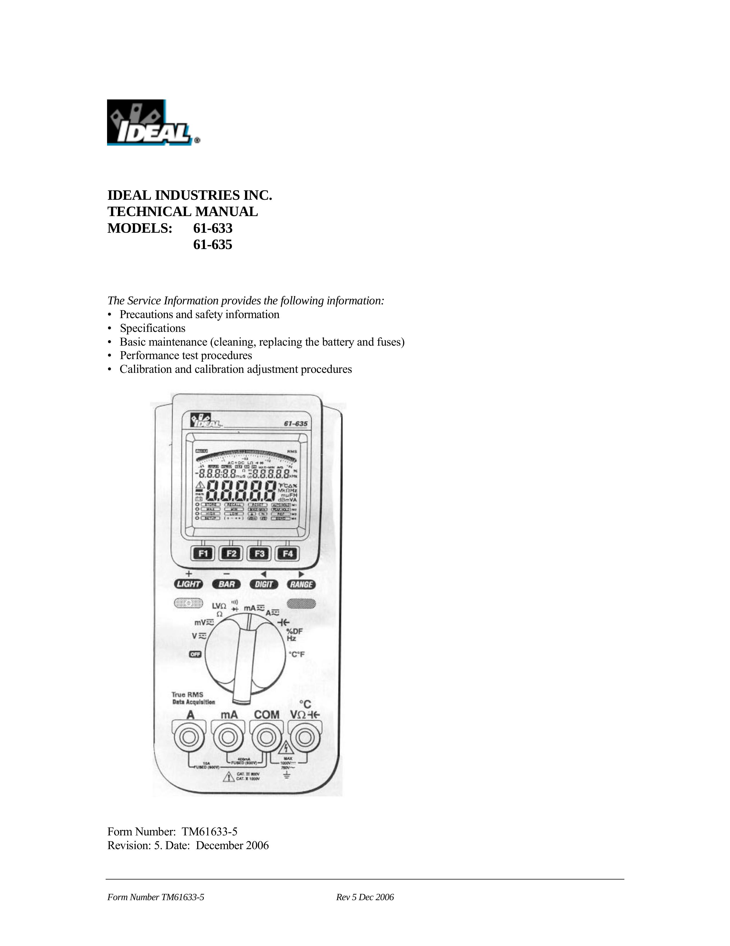 IDEAL INDUSTRIES 61-633 Thermometer User Manual
