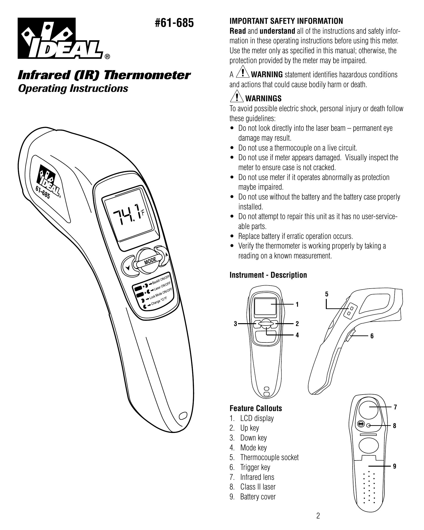IDEAL INDUSTRIES 61-685 Thermometer User Manual