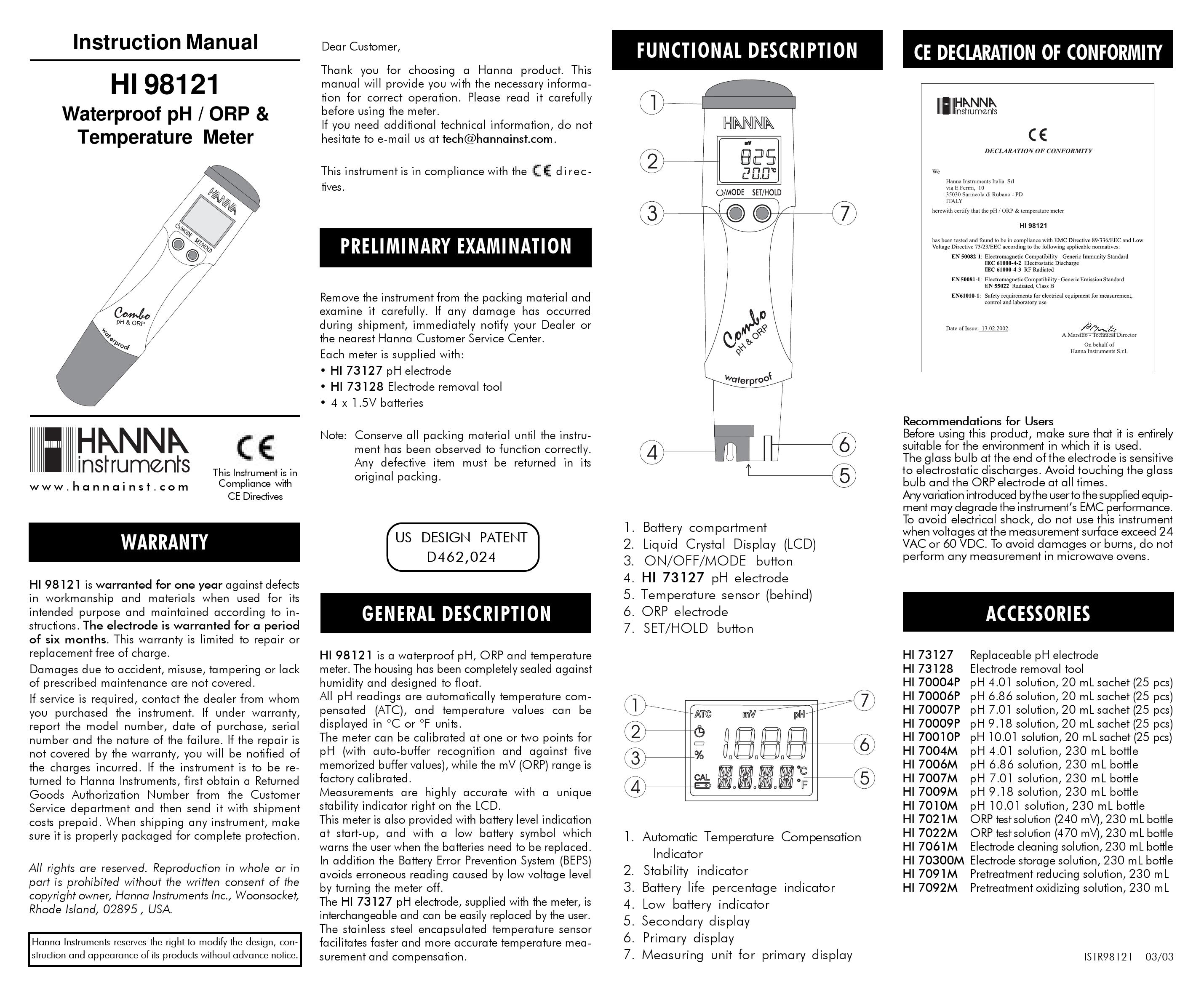 Mad Catz HI 98121 Thermometer User Manual