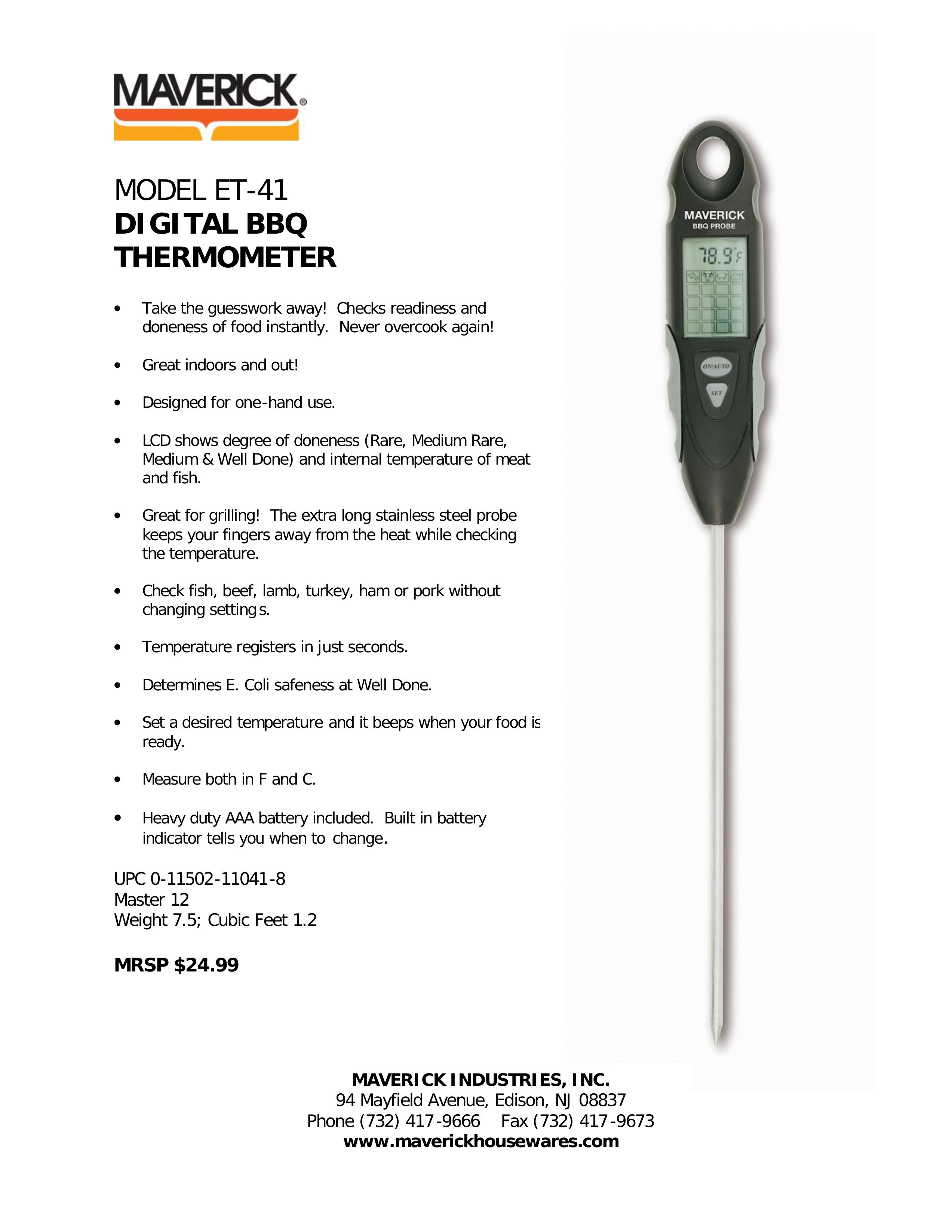 Maverick Ventures ET-41 Thermometer User Manual