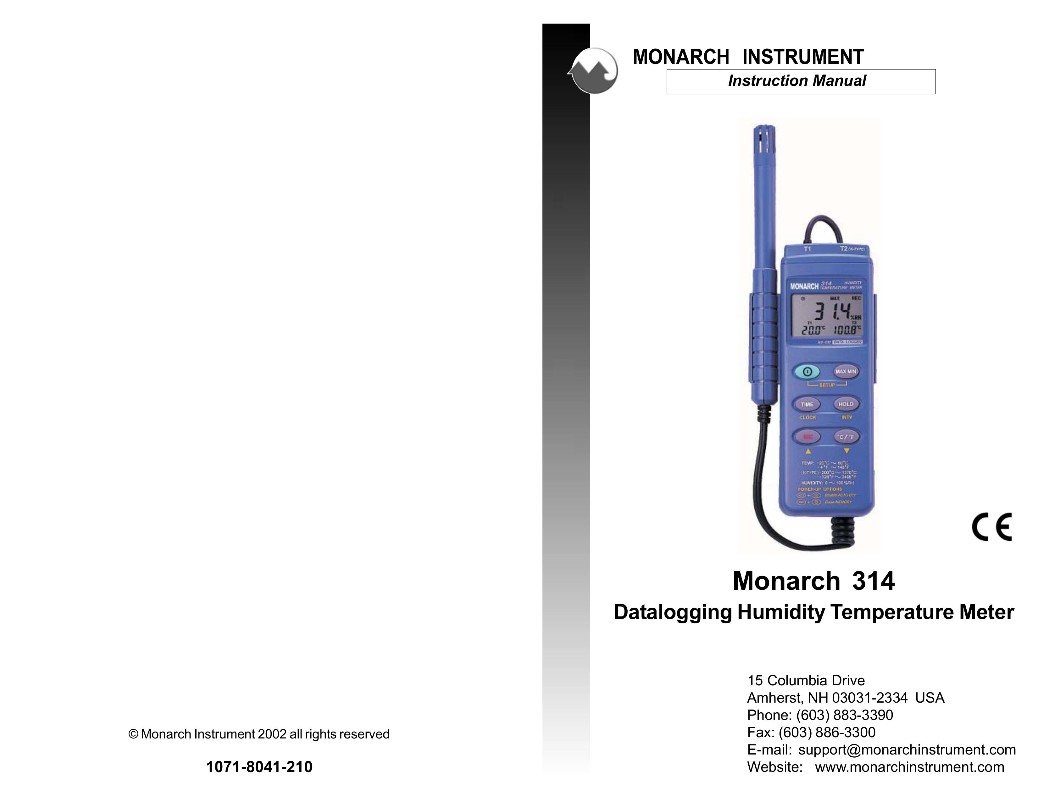 Monarch Monarch 314 Datalogging Humidity Temperature Meter Thermometer User Manual