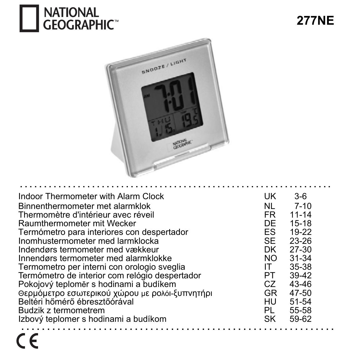 National Geographic 277 NE Thermometer User Manual